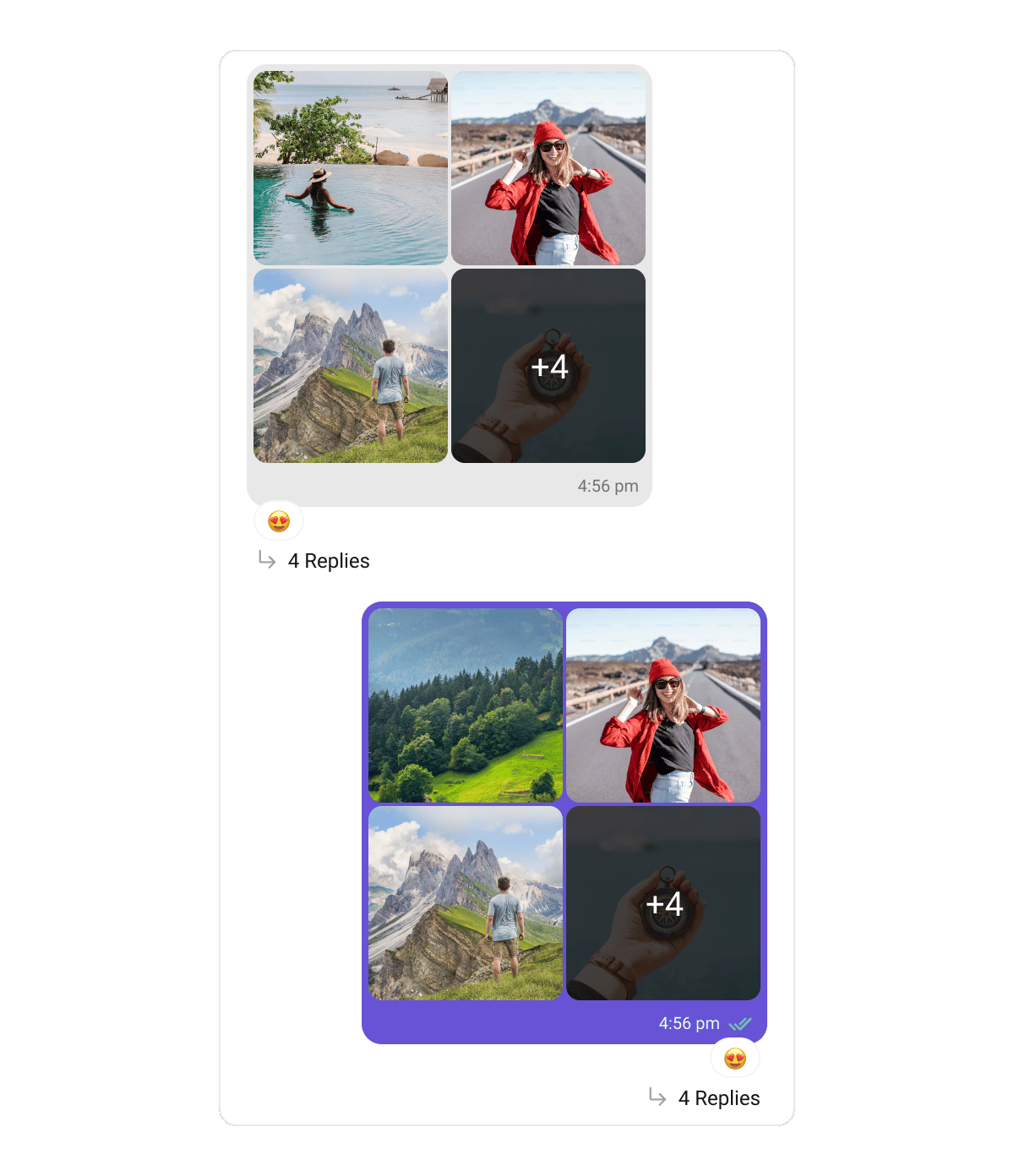 Images Bubble rendering a grid of image attachments with a +N overflow overlay on the last tile