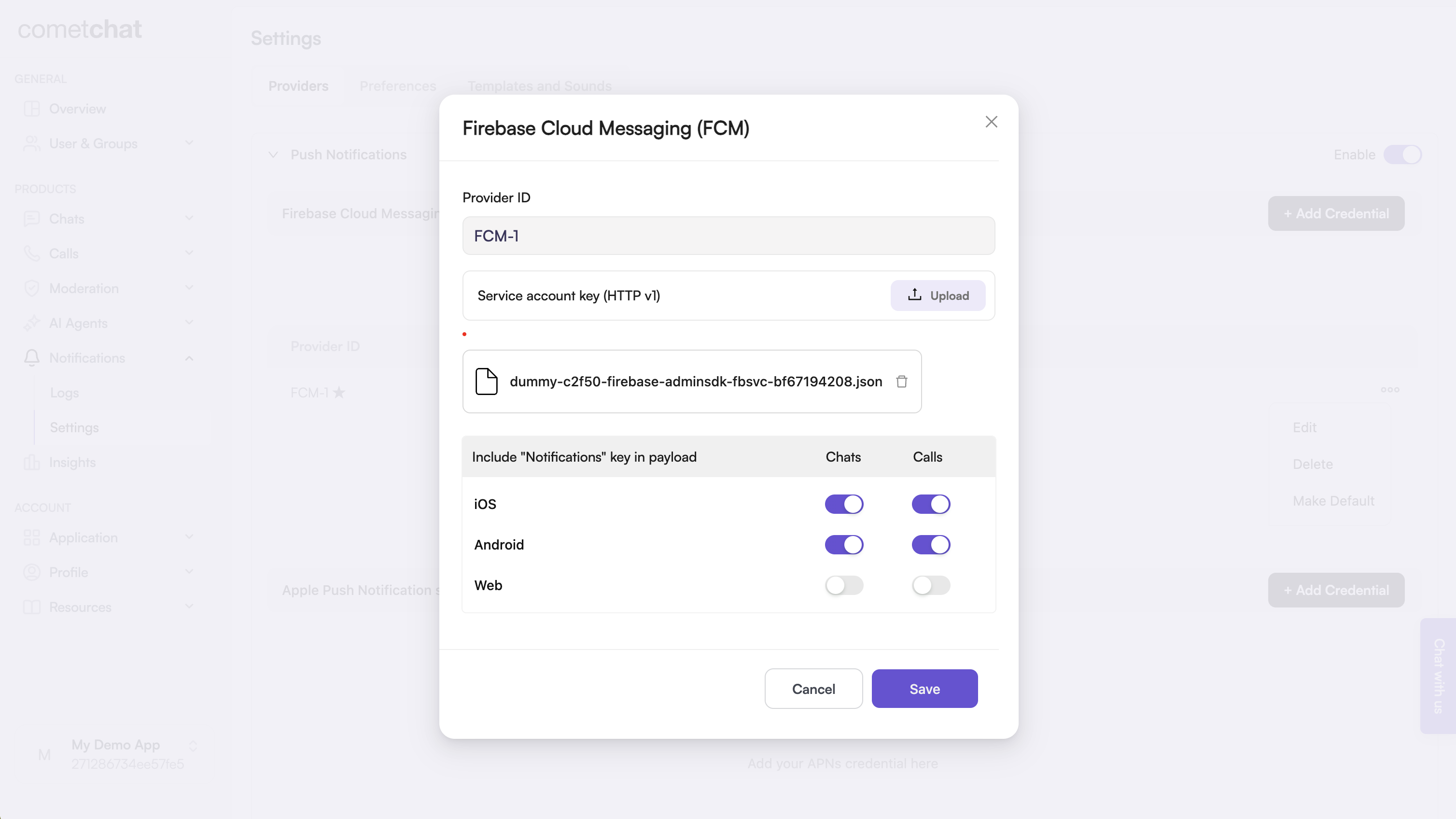 Add FCM credentials