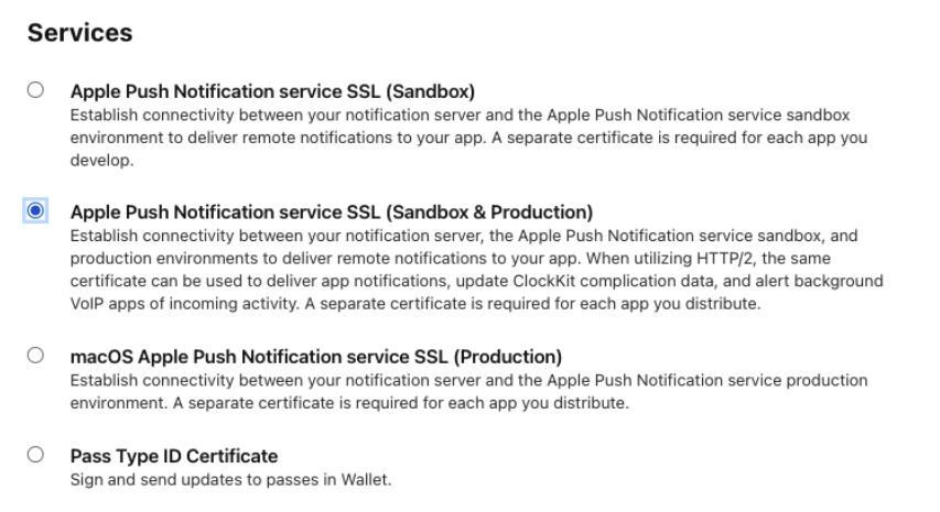 Apple Developer portal screenshot