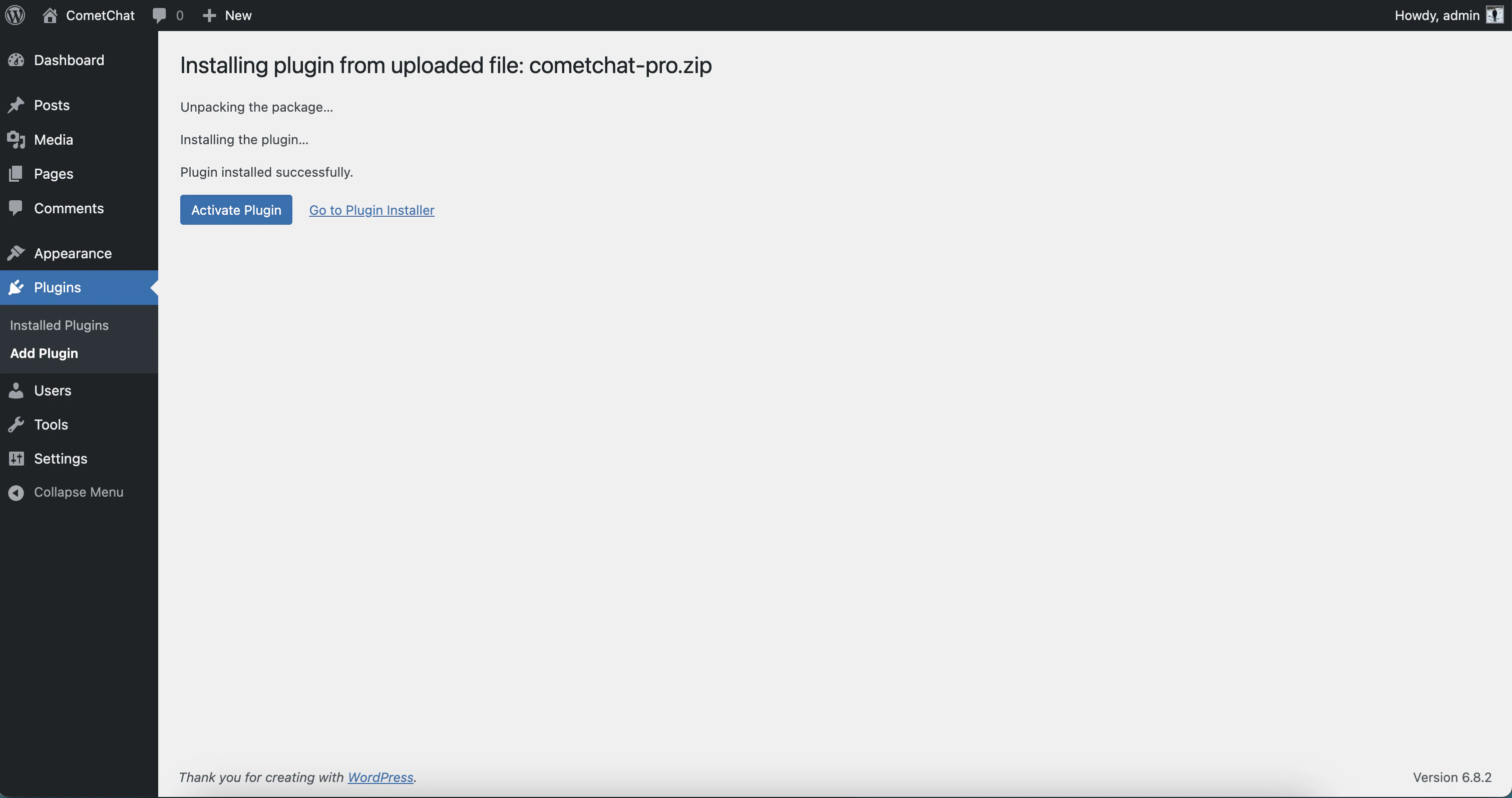 Main dashboard interface