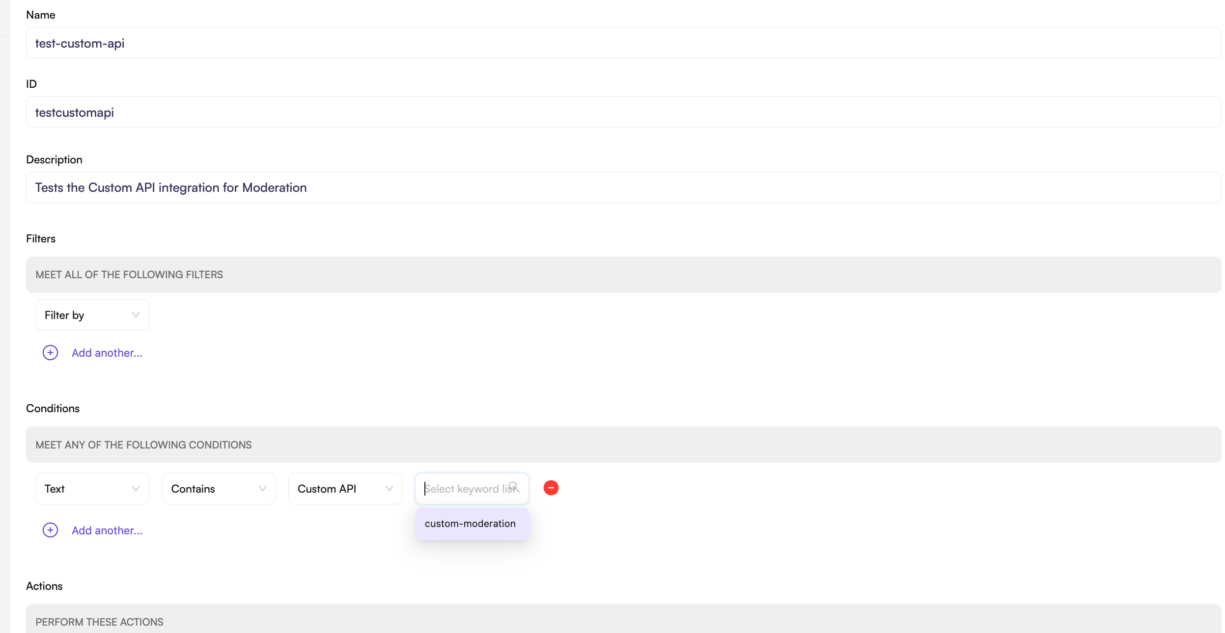 Create Custom API Rule