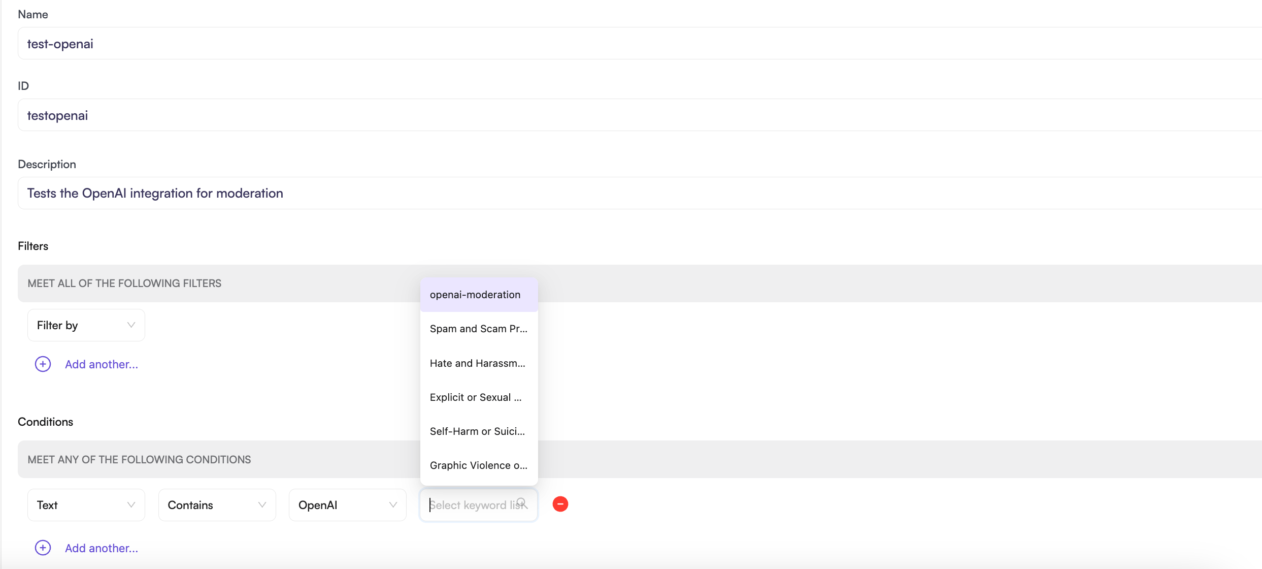 Create OpenAI Rule