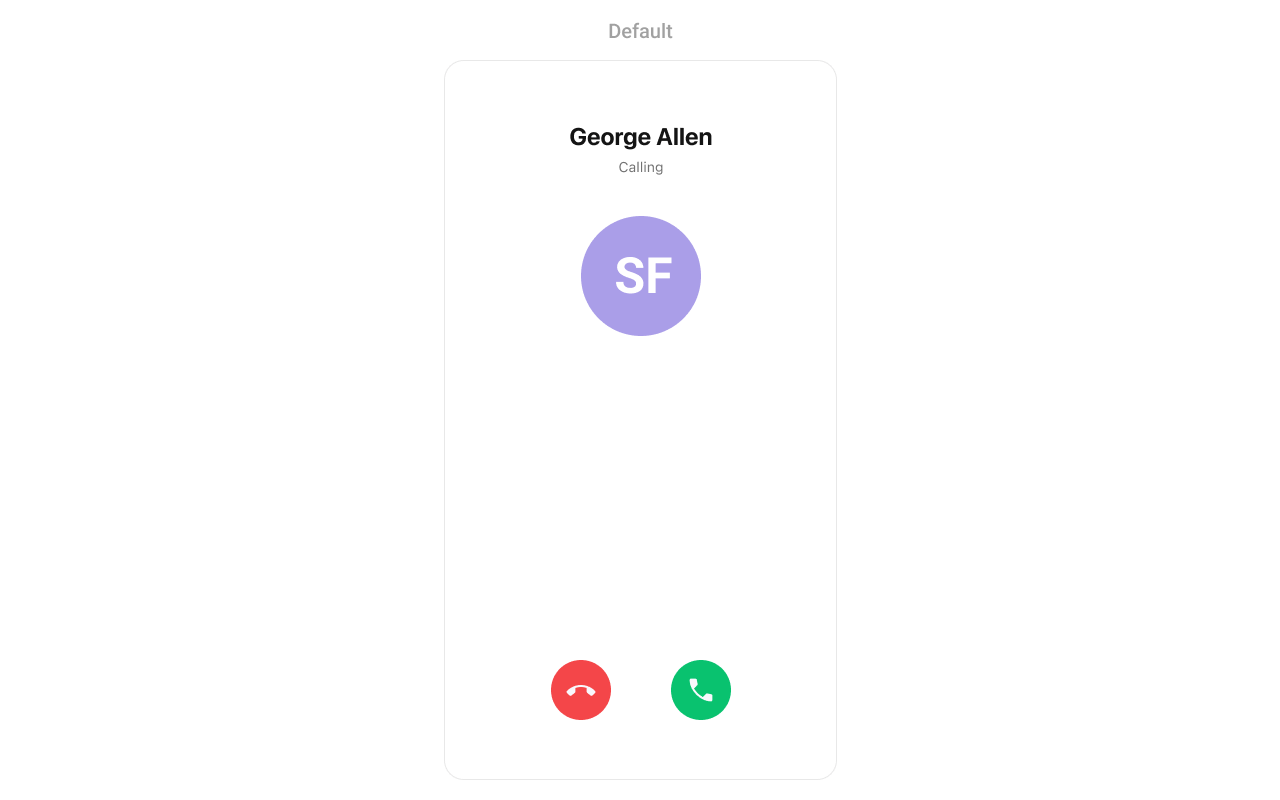 CometChatIncomingCall showing incoming call interface with caller avatar, name, and accept/reject buttons