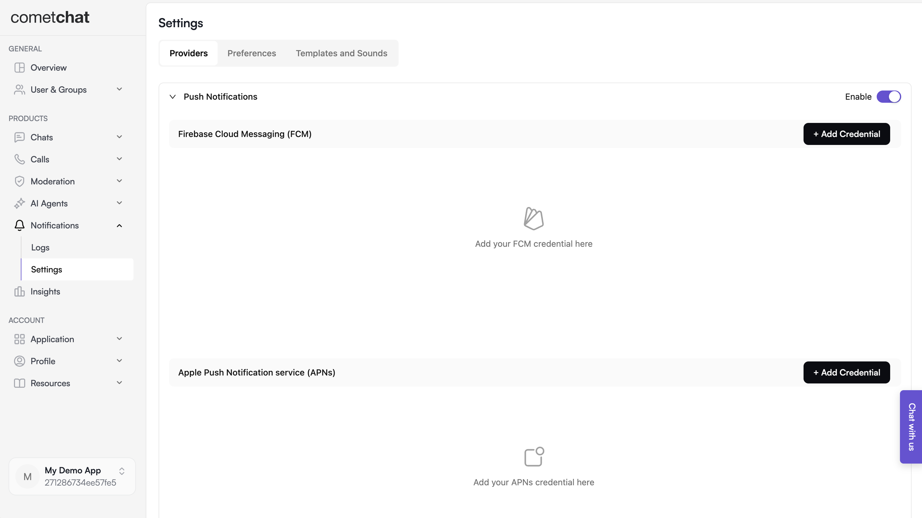 CometChat Dashboard - Push Notifications