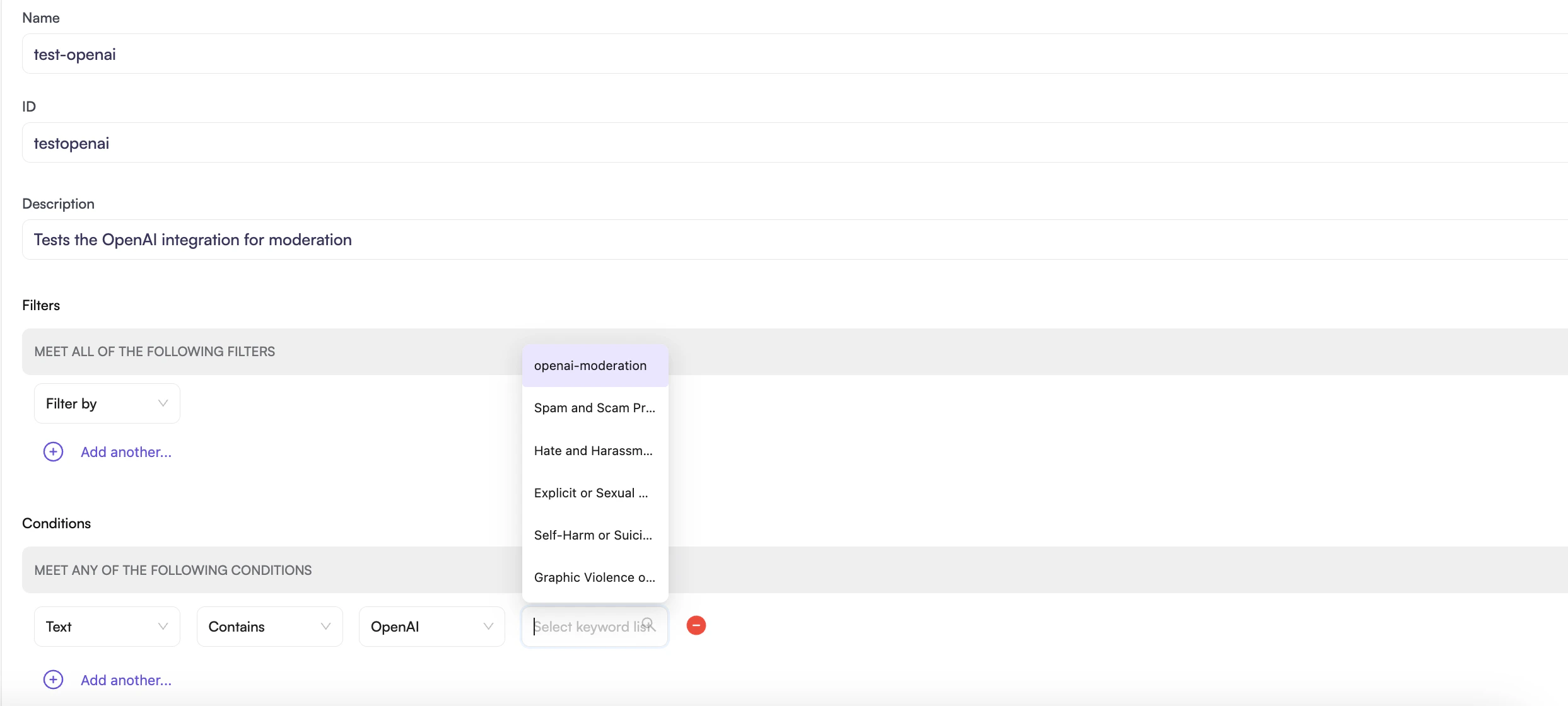 Create OpenAI Rule