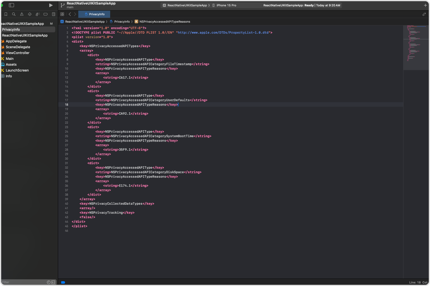 Privacy Manifest Content