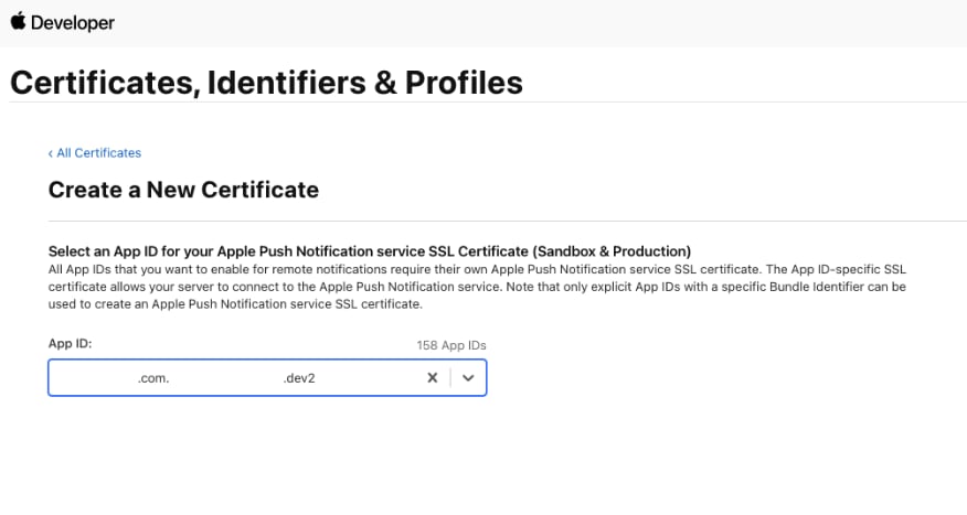 Apple Developer portal screenshot