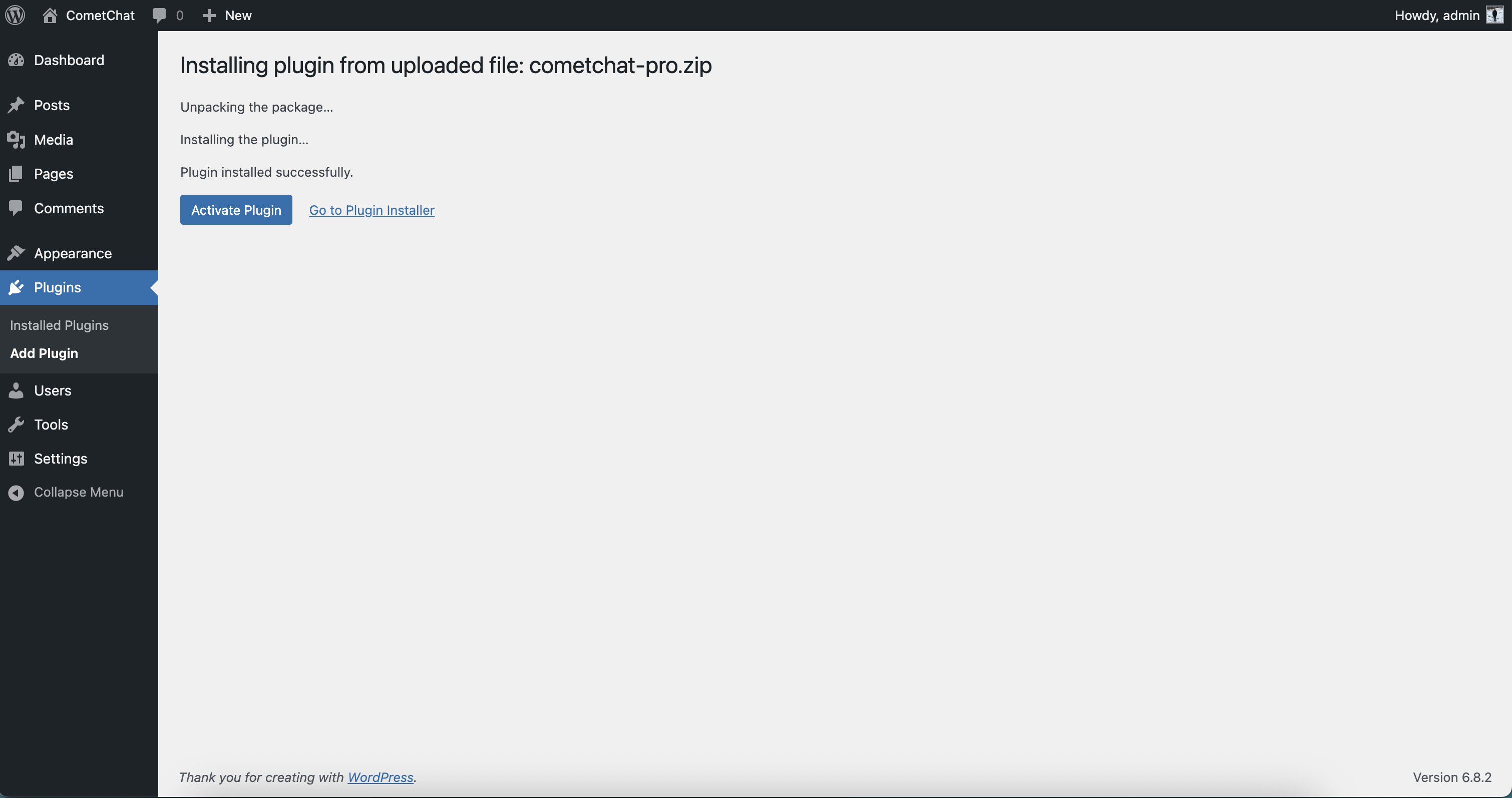 Main dashboard interface