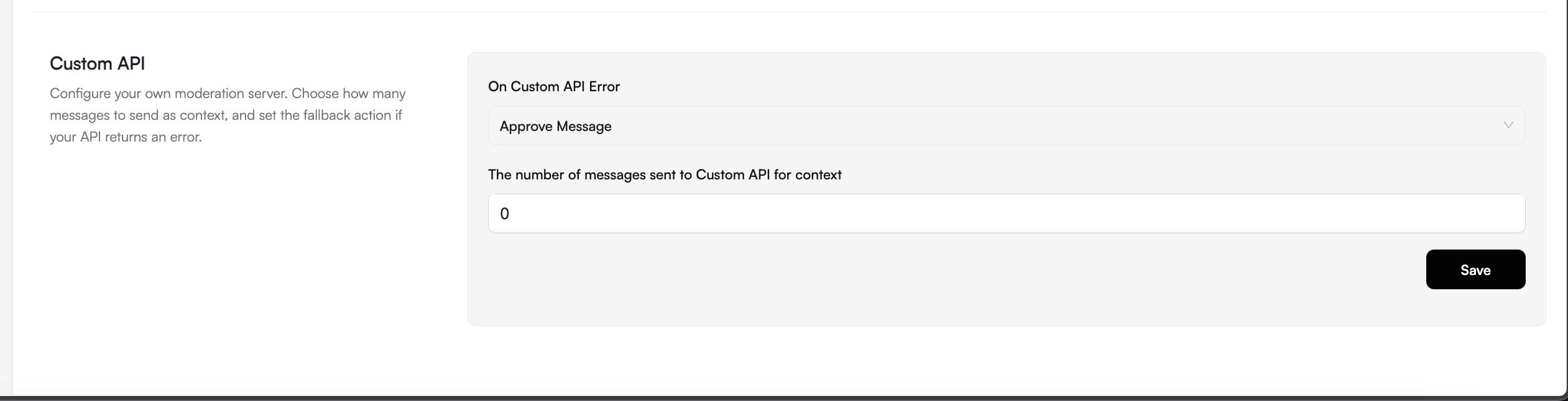 Custom API Advanced Settings