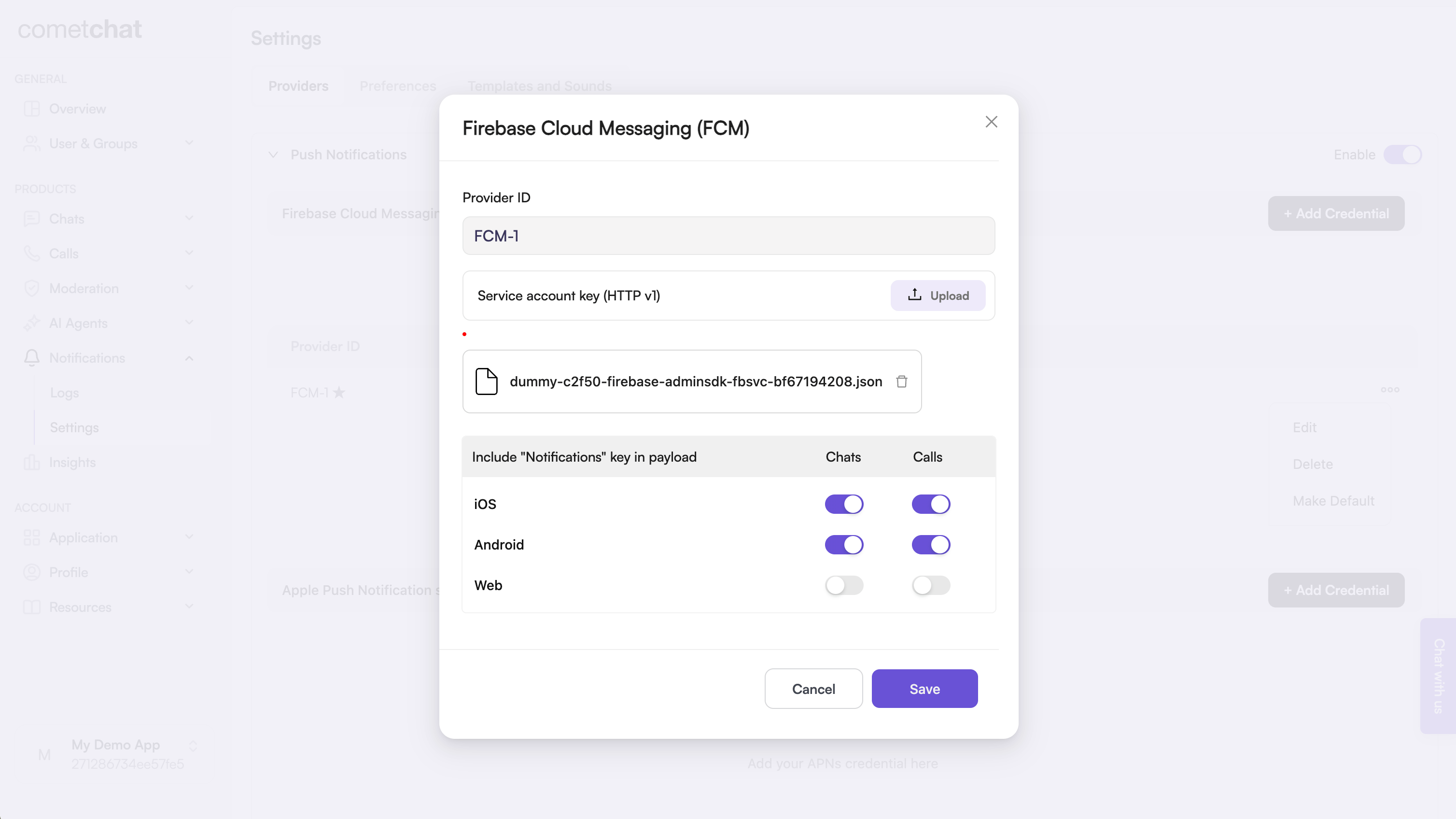 Add FCM credentials