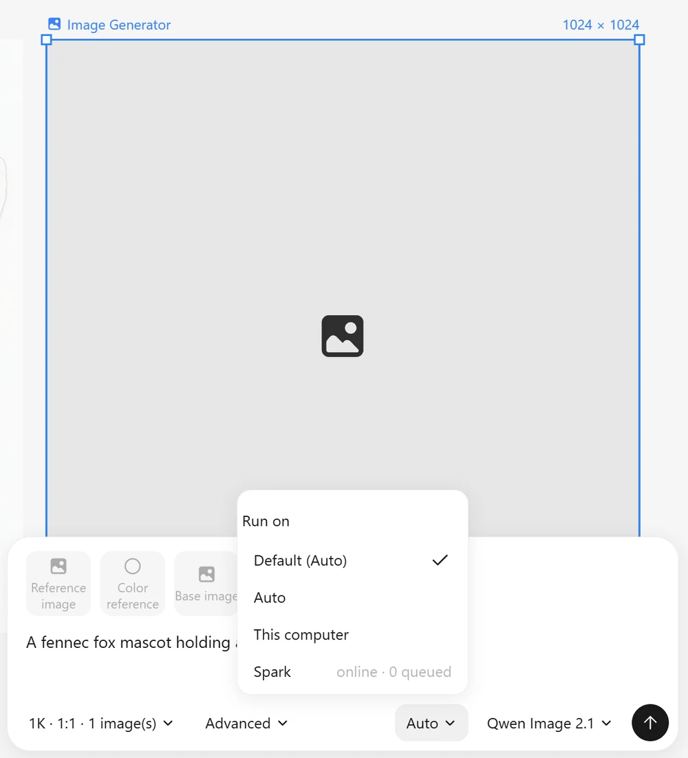 Run on menu on a generator card