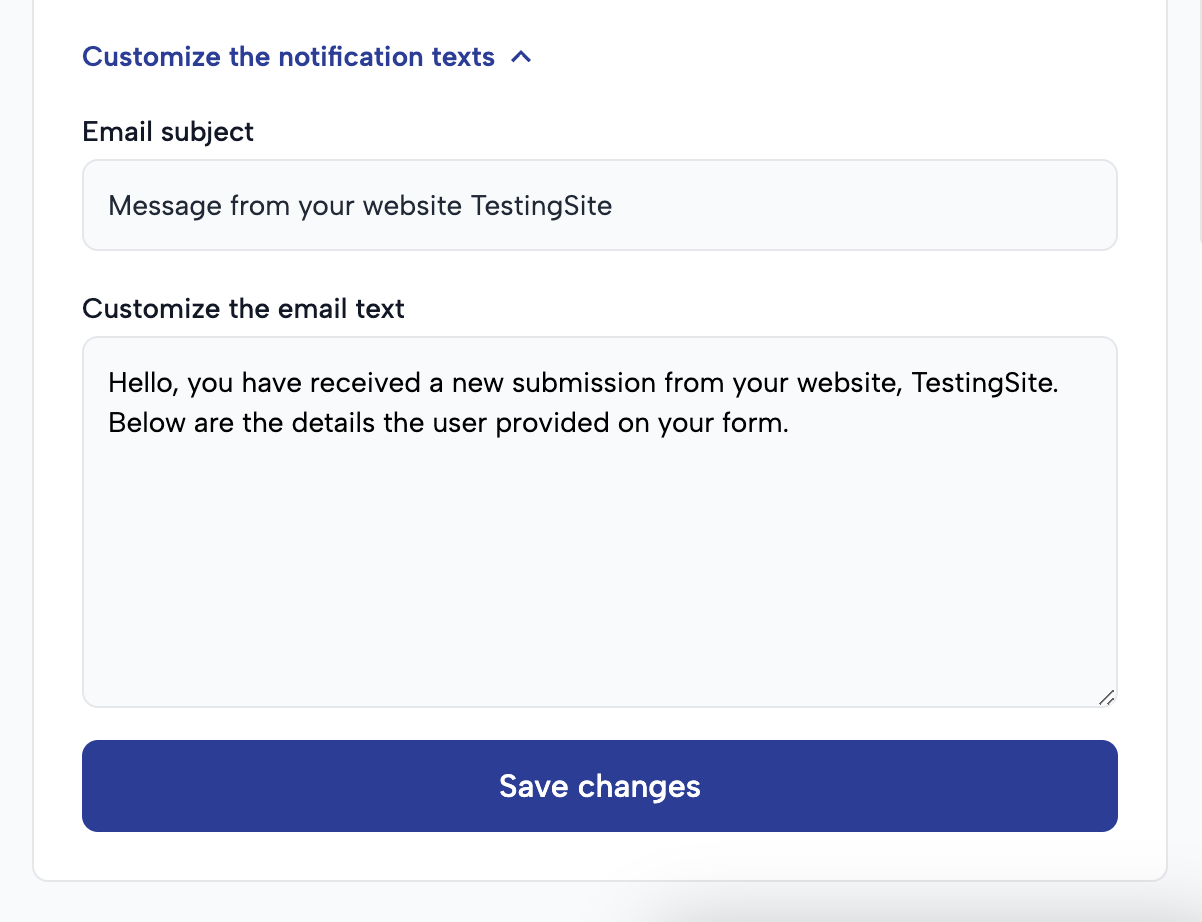 Customizing Email Notification Subject and Text in Comfyform