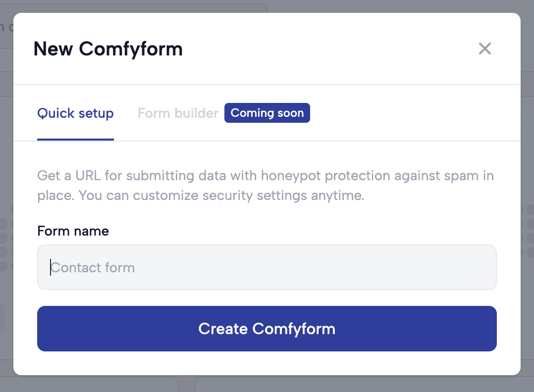 Creating new form in Comfyform app