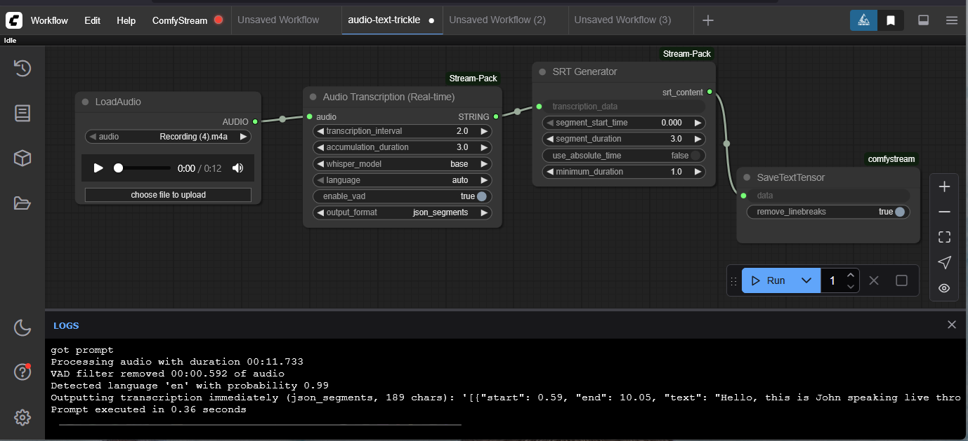 ComfyStream Audio Workflow