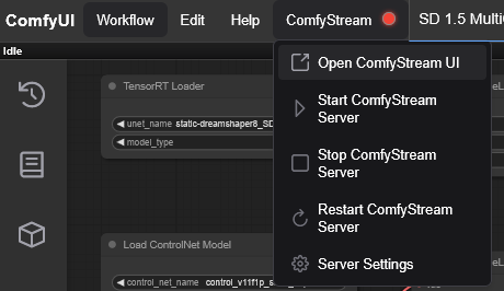 ComfyStream Menu Button