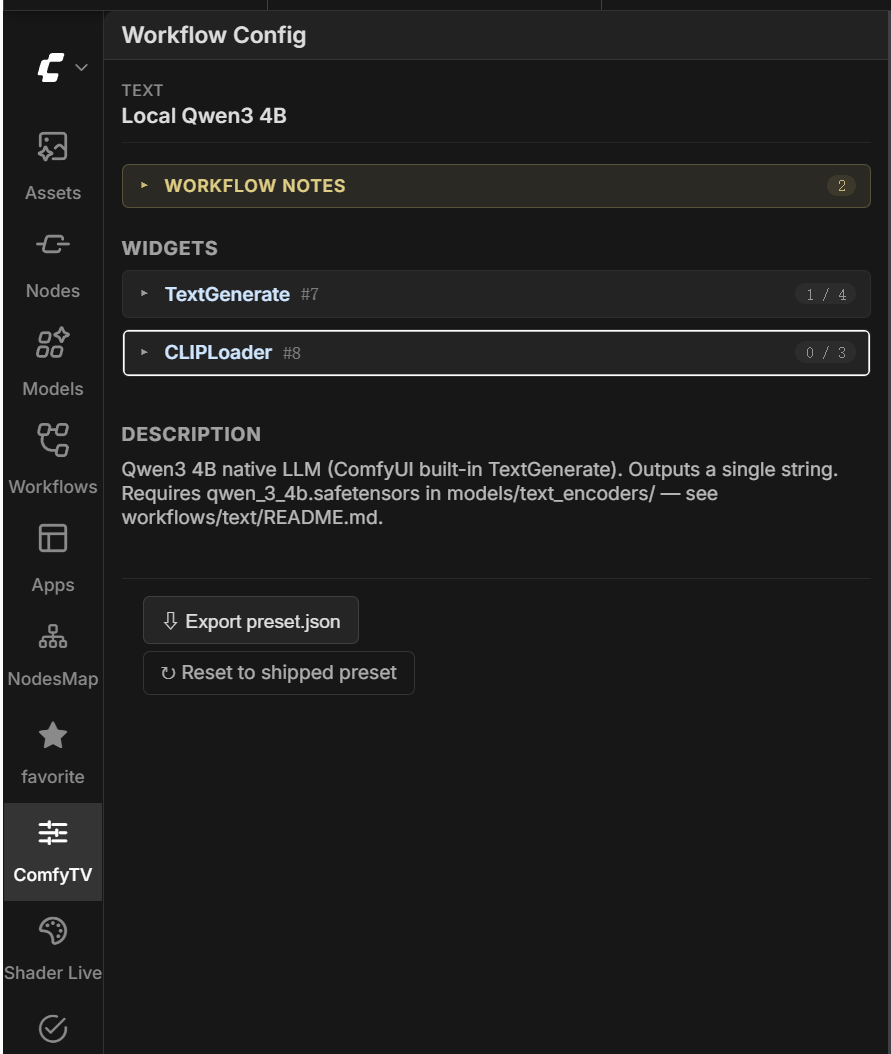 Sidebar showing the selected stage's workflow