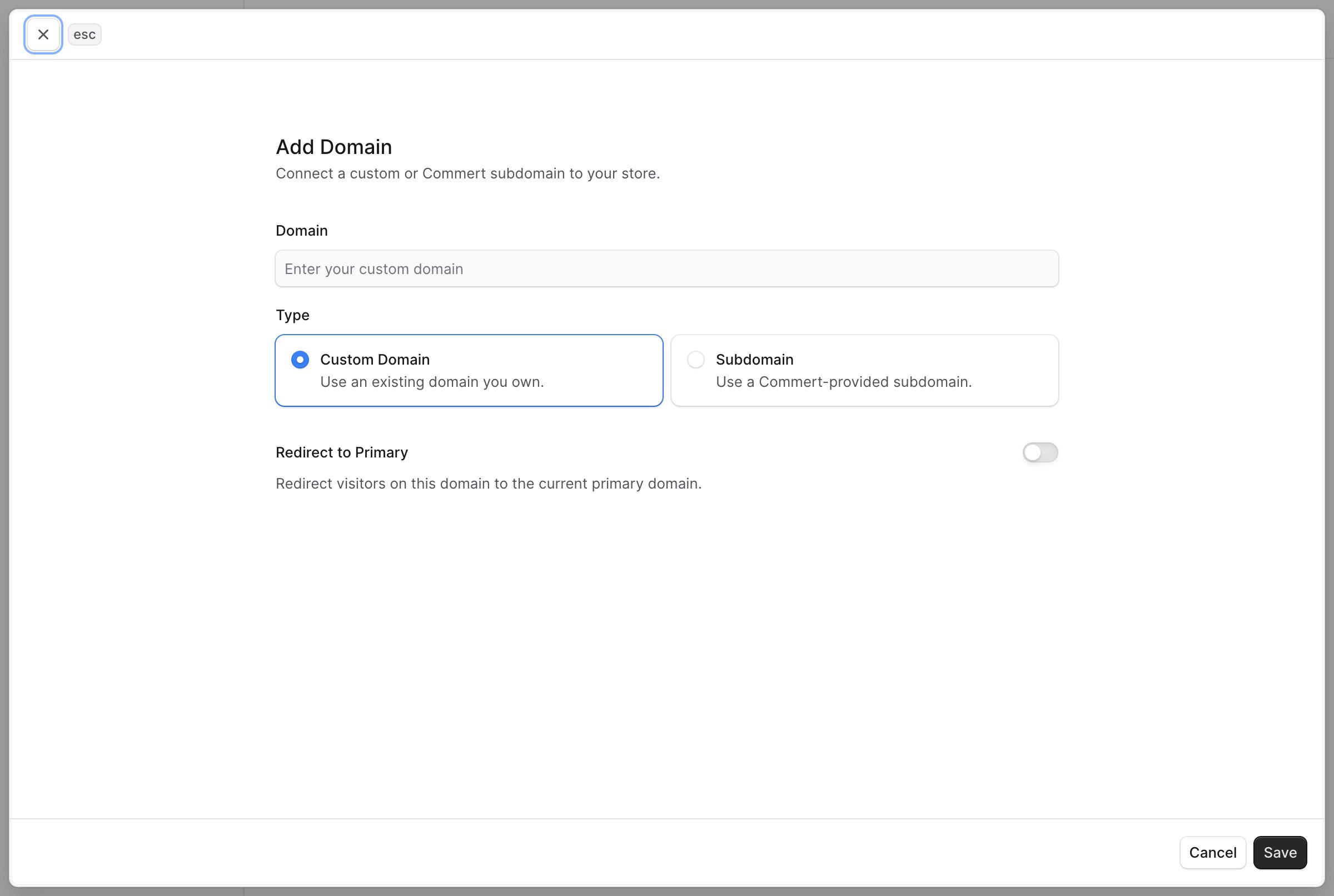 Add domain form