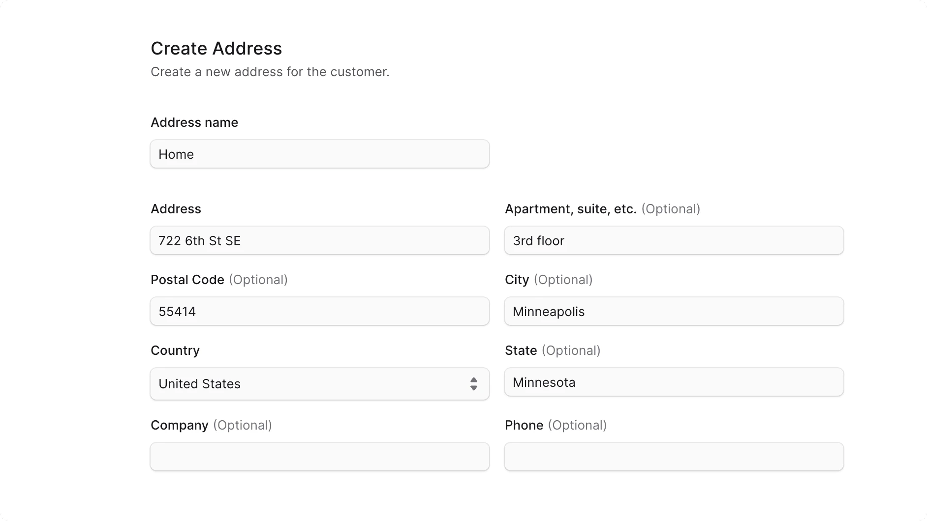 पता फॉर्म जोड़ें