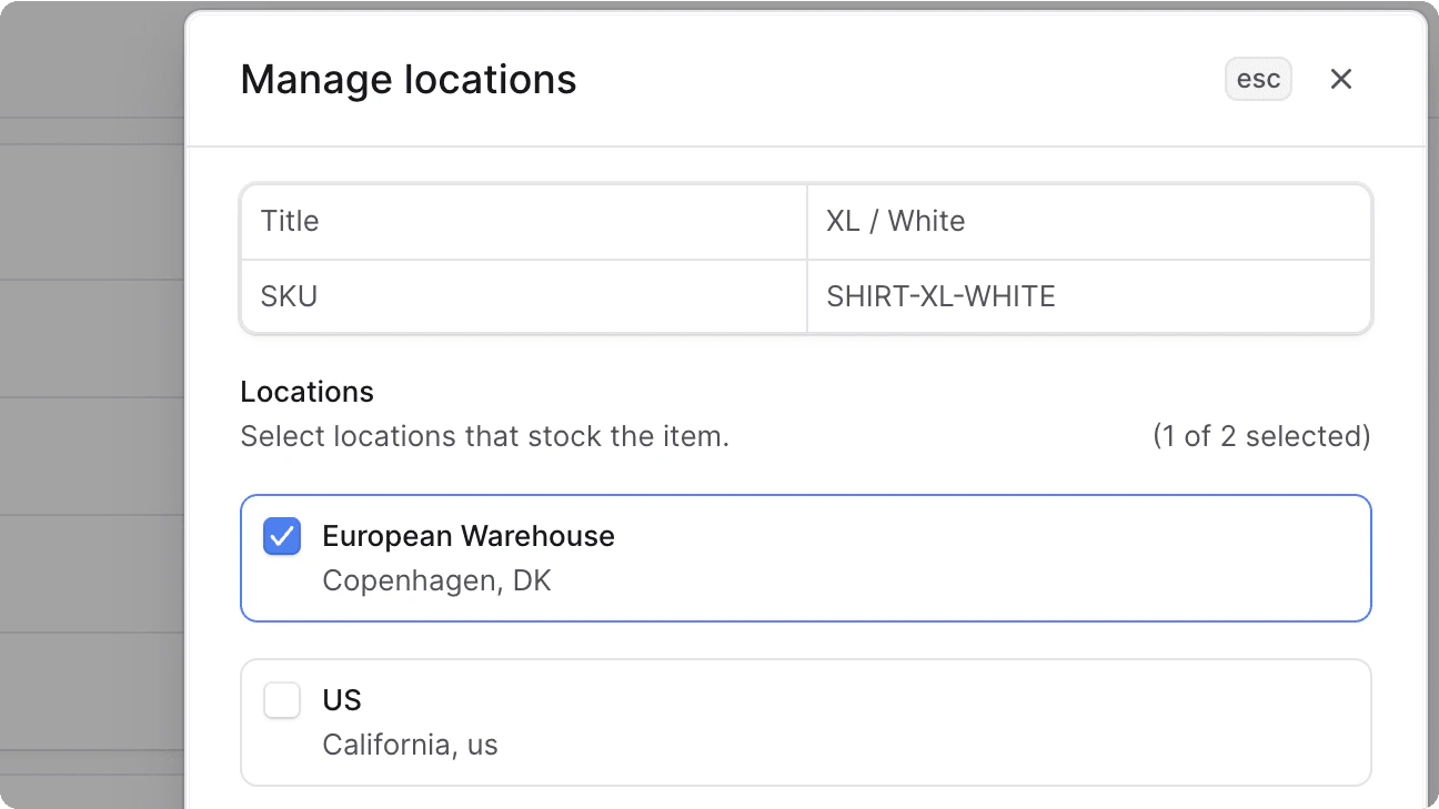 स्थान प्रबंधित करें फ़ॉर्म