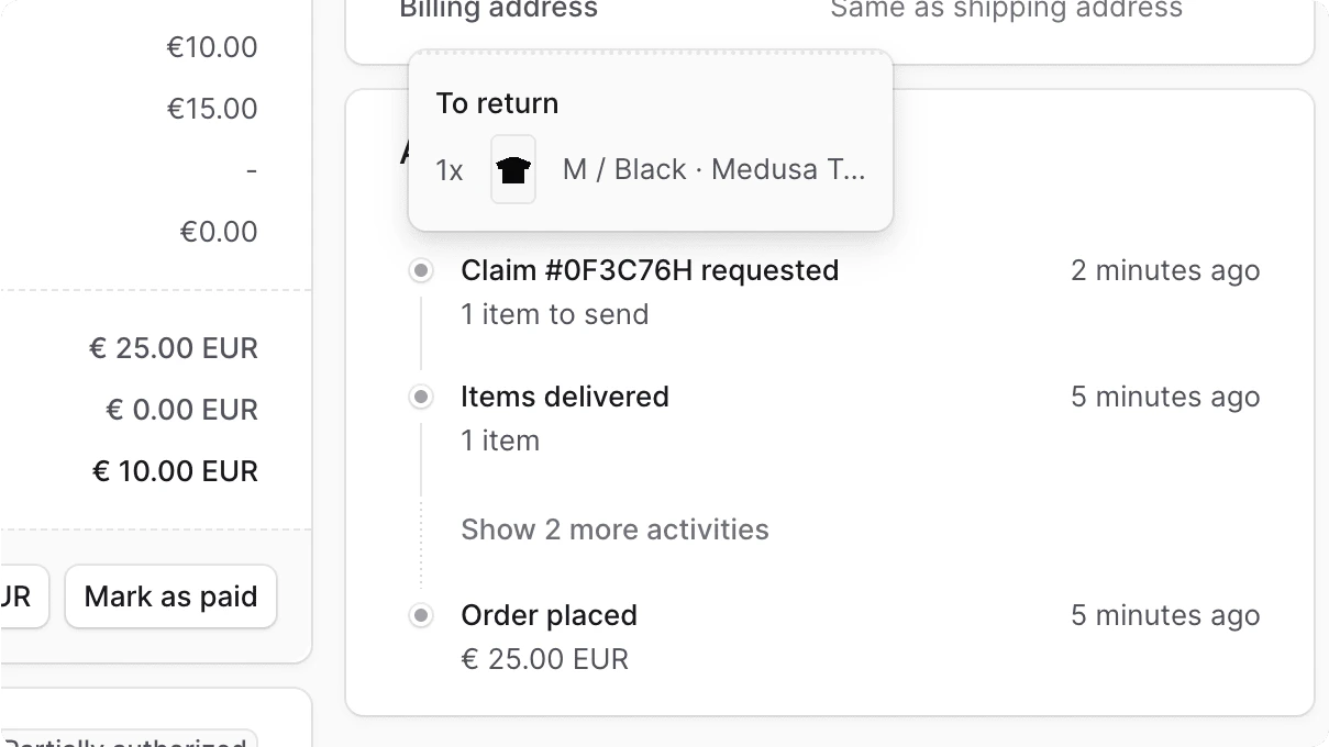 गतिविधि अनुभाग में दावा