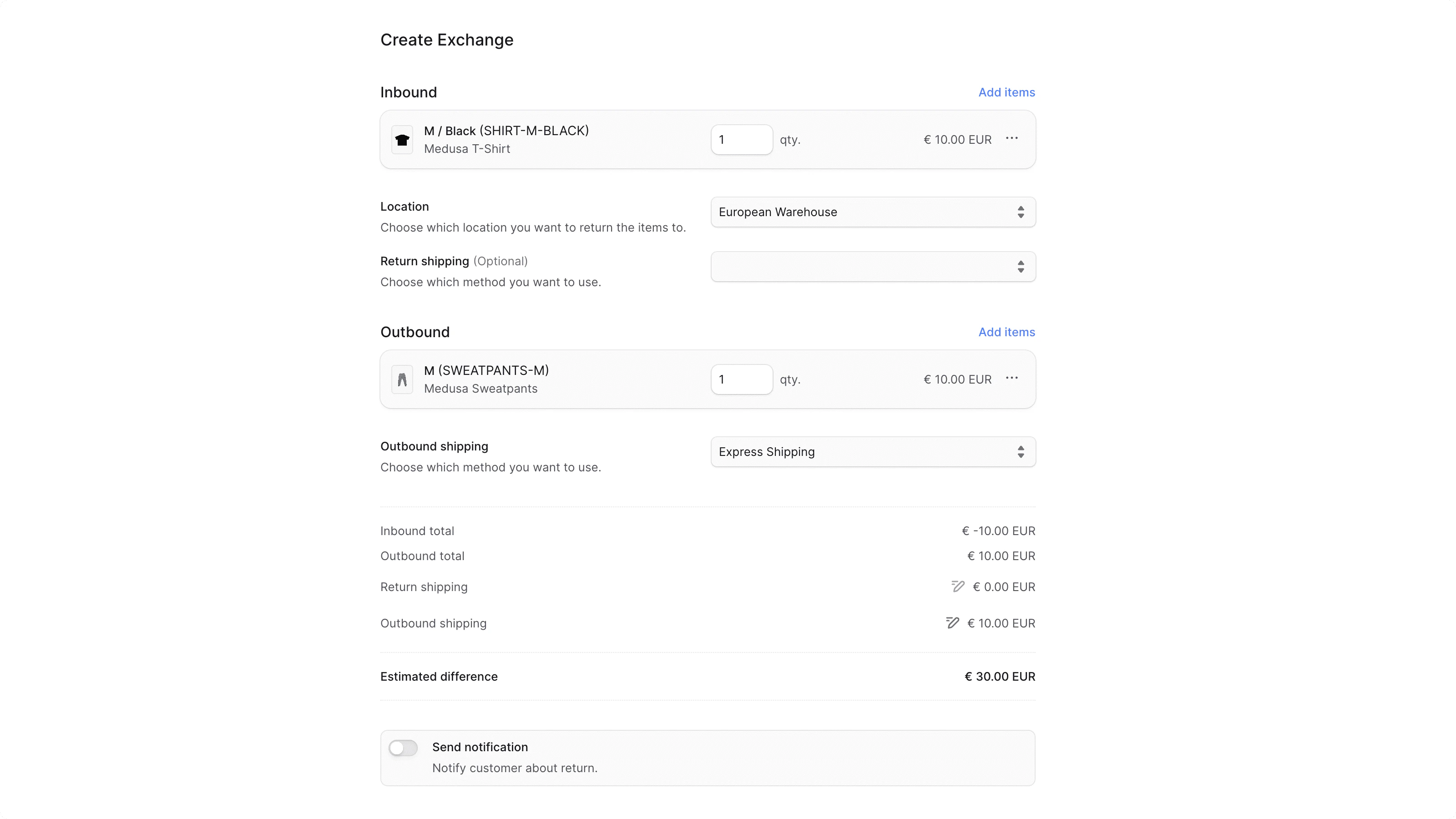 Create Exchange Form