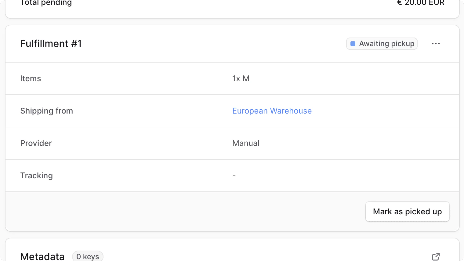 Mark as Picked Up Pop-up