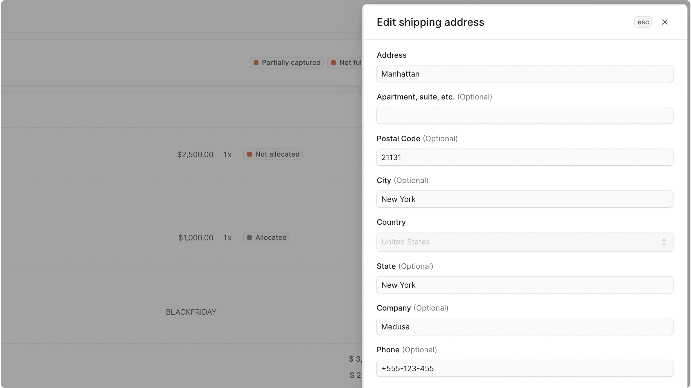 Edit Shipping Address Form