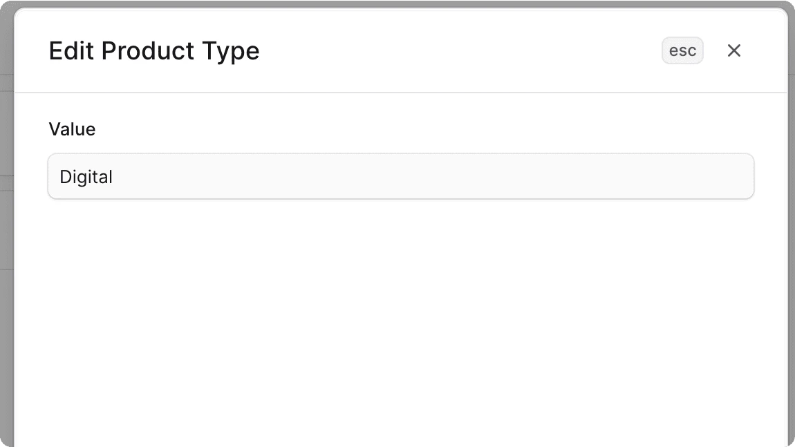उत्पाद प्रकार फॉर्म संपादित करें