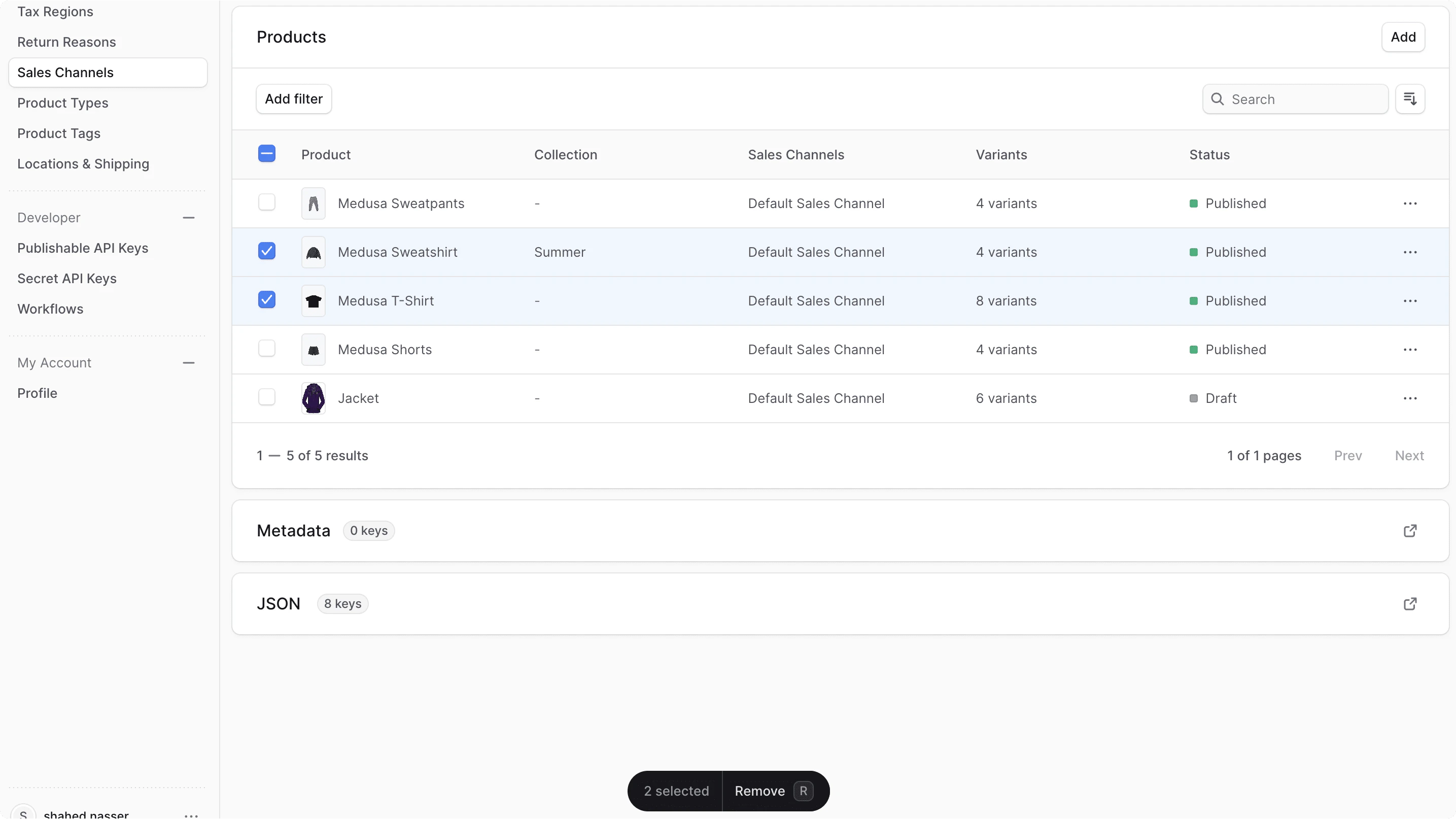 Remove products from sales channel
