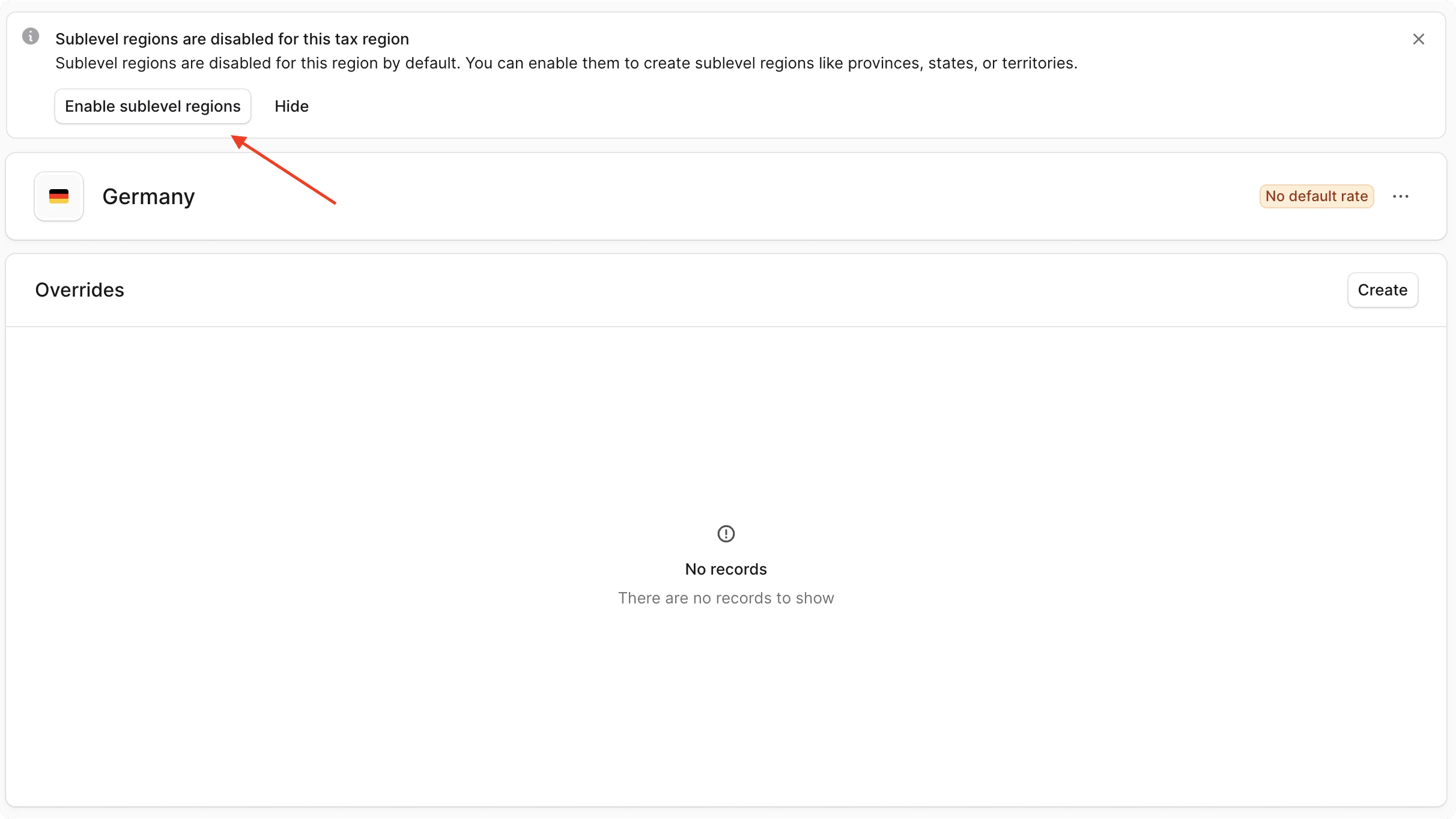 सबलेवल क्षेत्र अलर्ट सक्षम करें