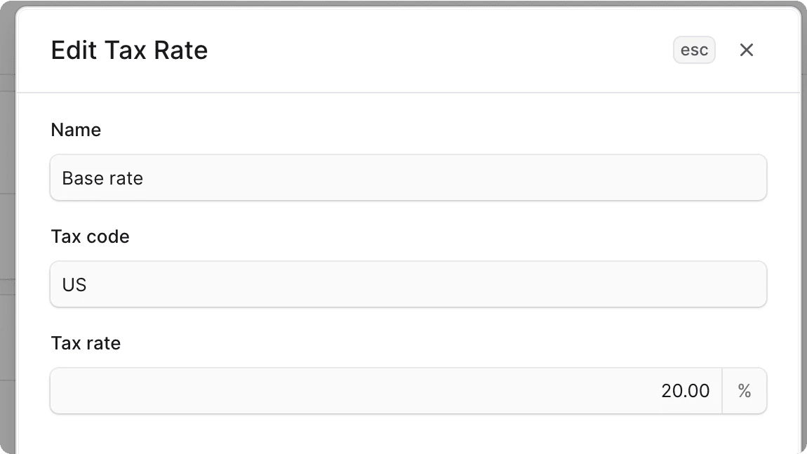 डिफ़ॉल्ट कर दर फॉर्म संपादित करें