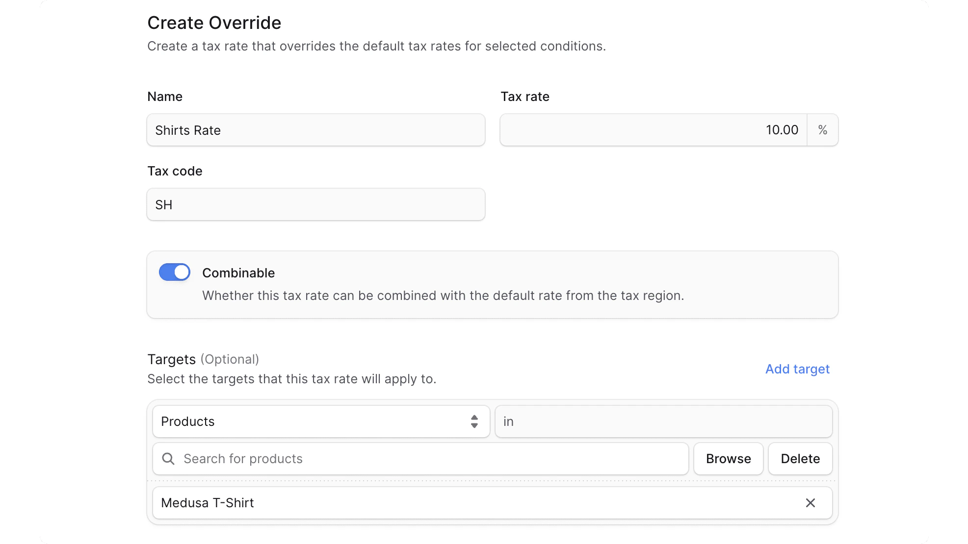 टैक्स रेट ओवरराइड फॉर्म बनाएं