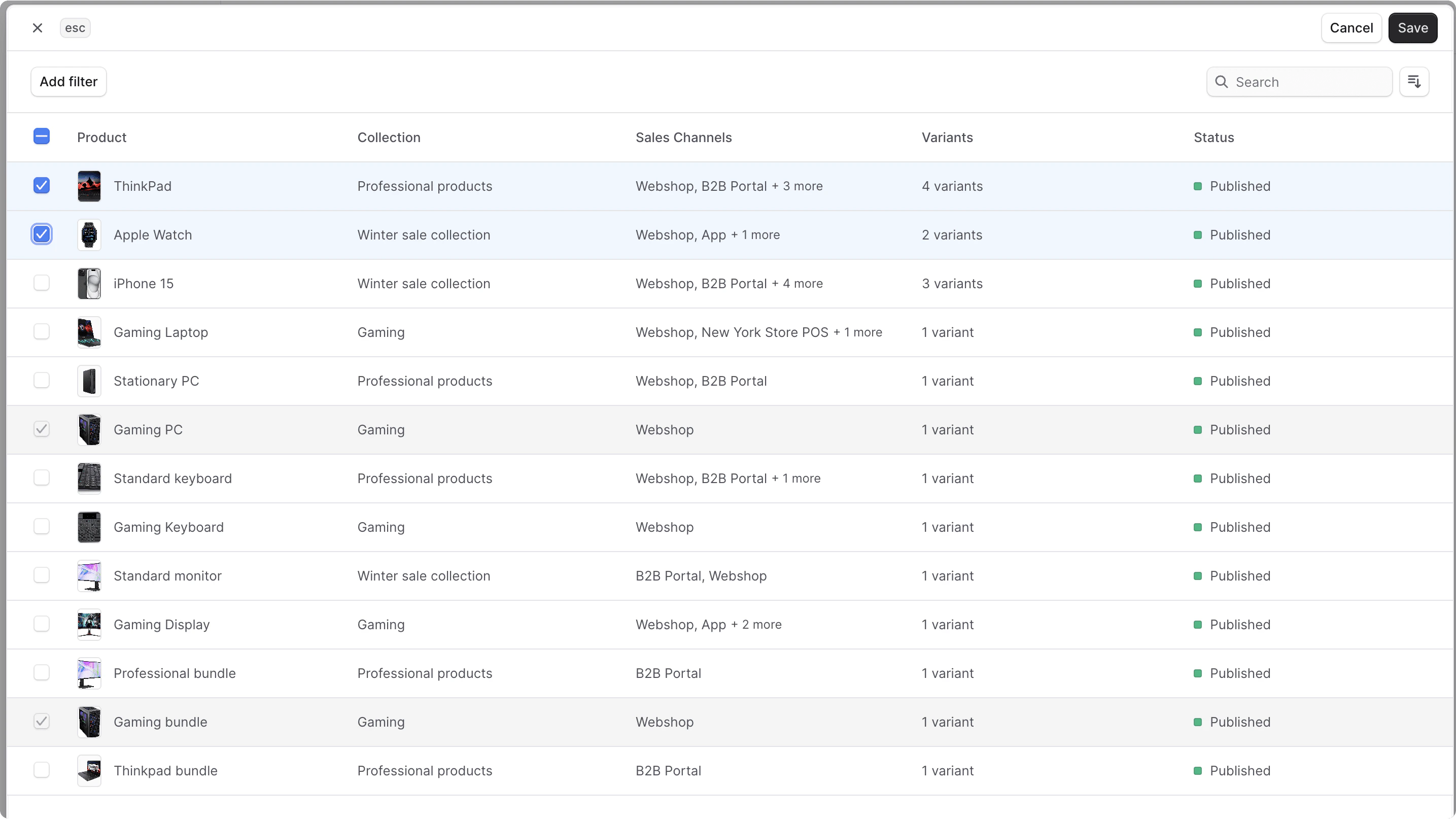 उत्पादों को श्रेणी फ़ॉर्म में जोड़ें