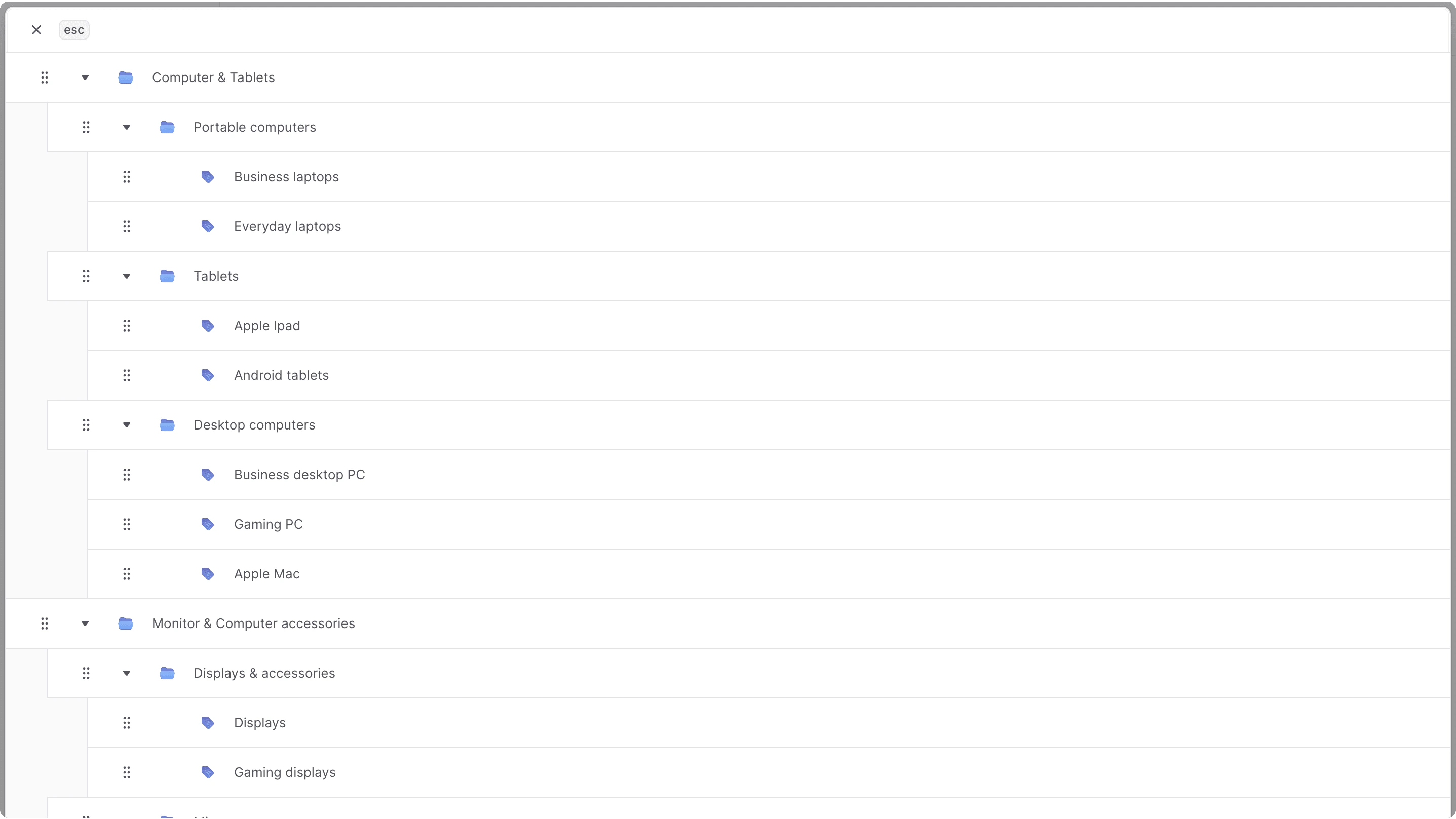 श्रेणियां रैंकिंग फॉर्म संपादित करें