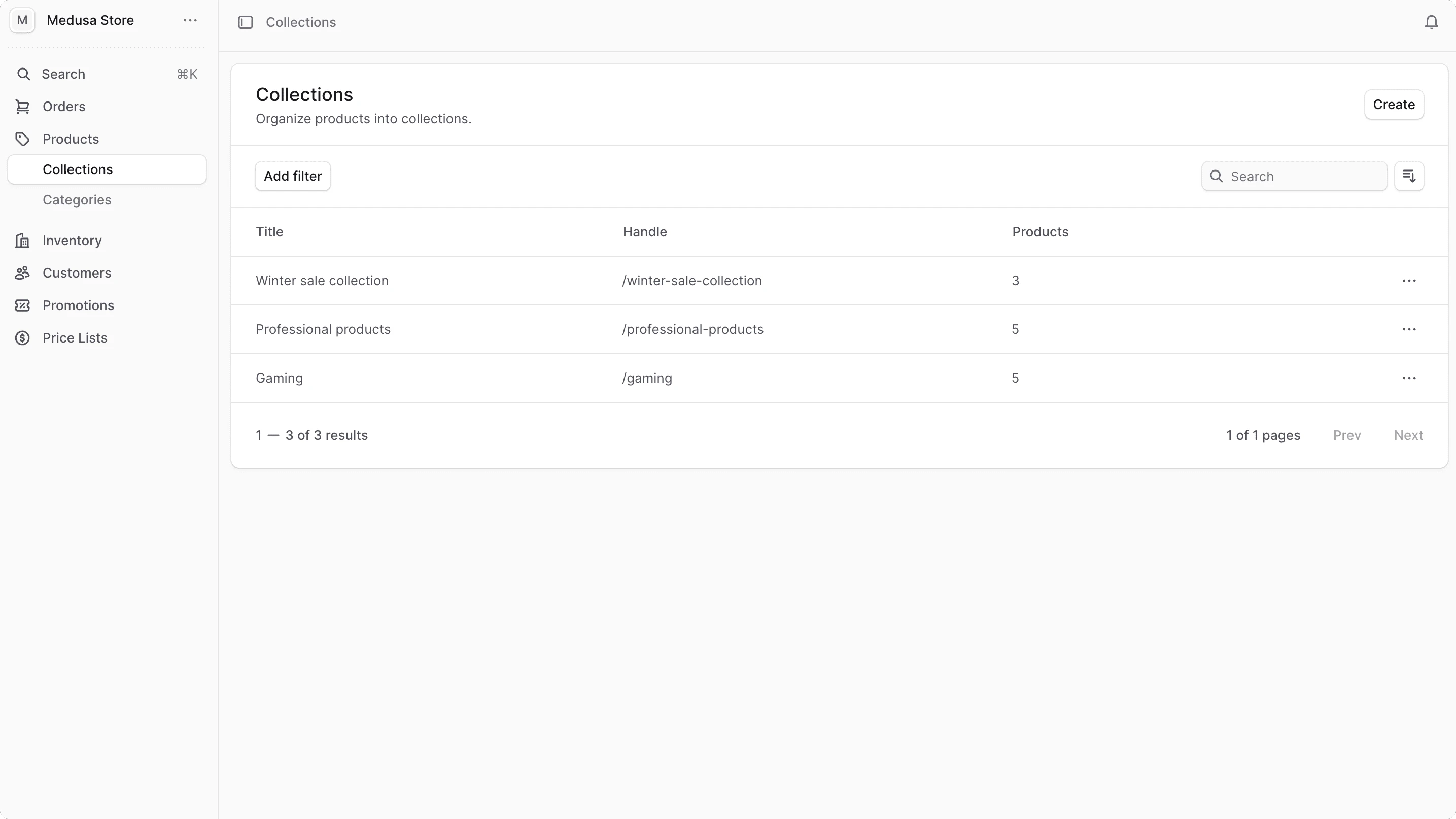 उत्पाद संग्रह सूची