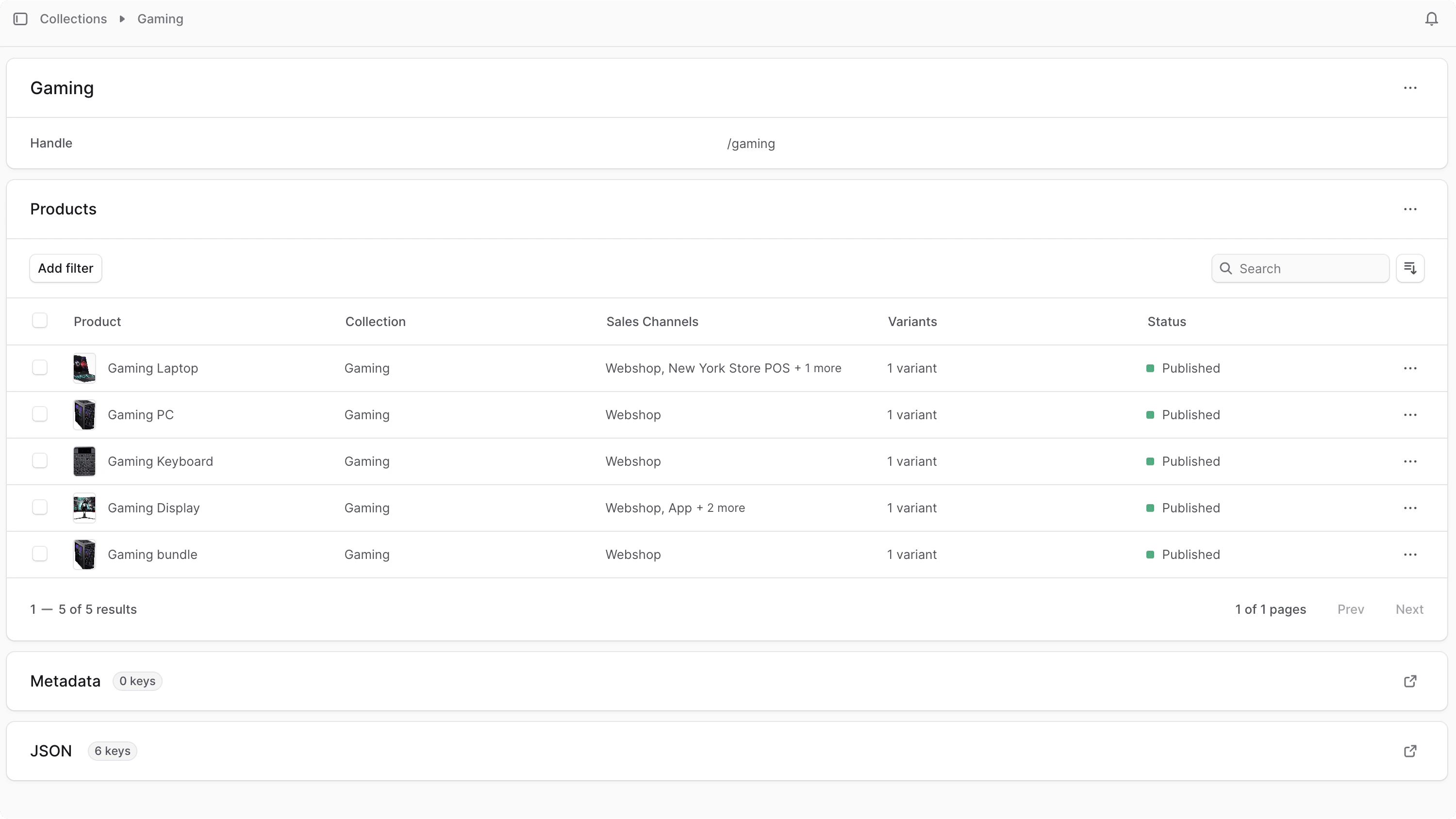 संग्रह विवरण पृष्ठ