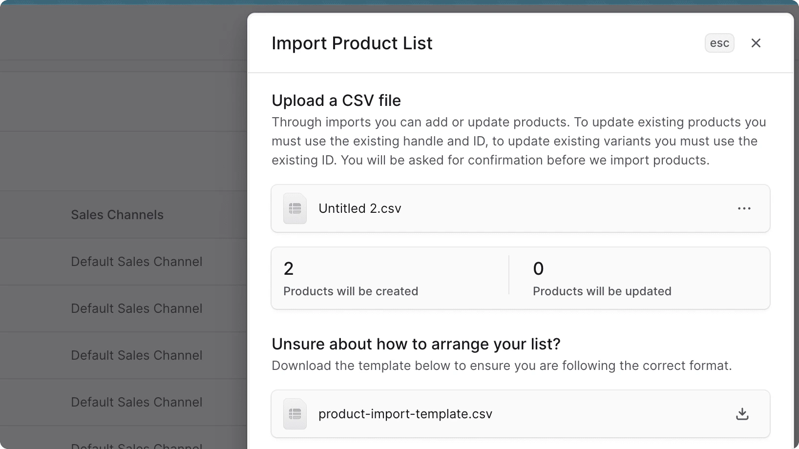 आयात उत्पाद फॉर्म