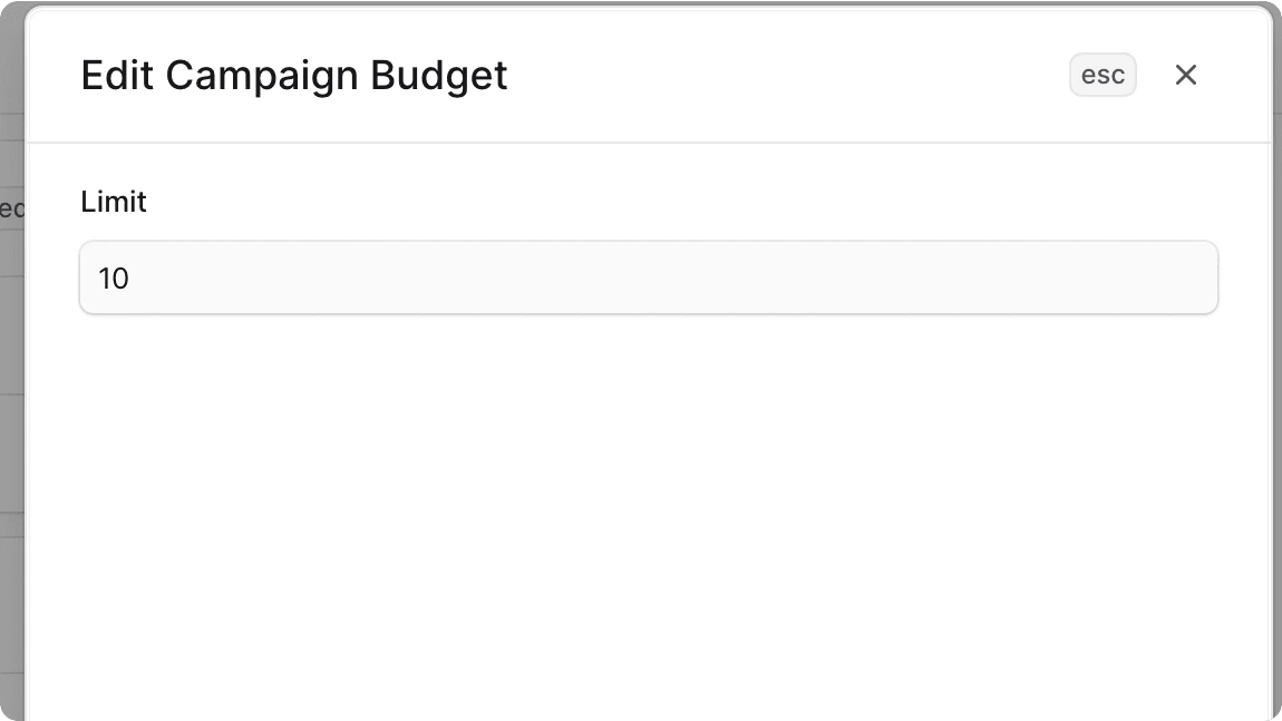 अभियान बजट सीमा संपादित करें