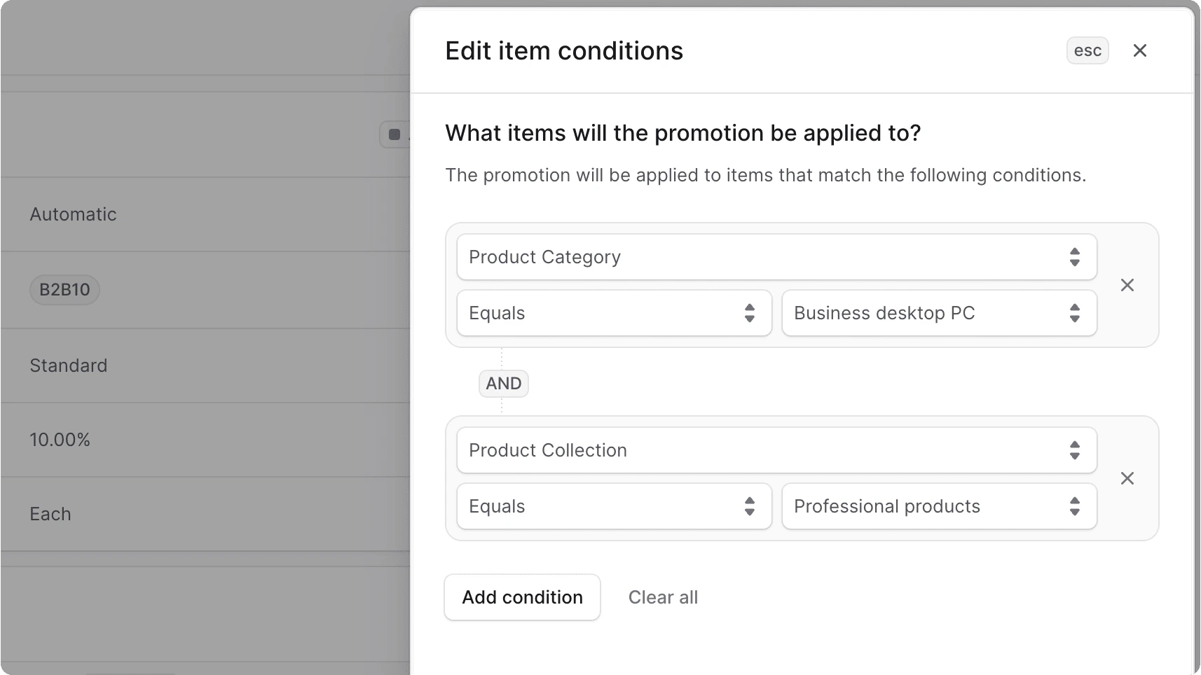 प्रमोशन फॉर्म पर लागू होने वाली वस्तुओं को संपादित करें