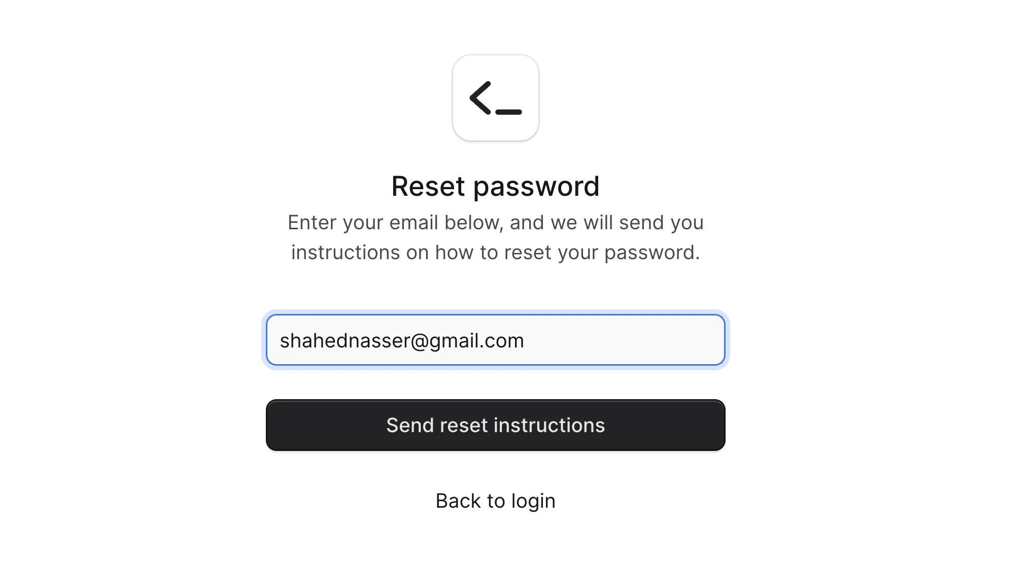 रीसेट पासवर्ड फॉर्म का अनुरोध करें
