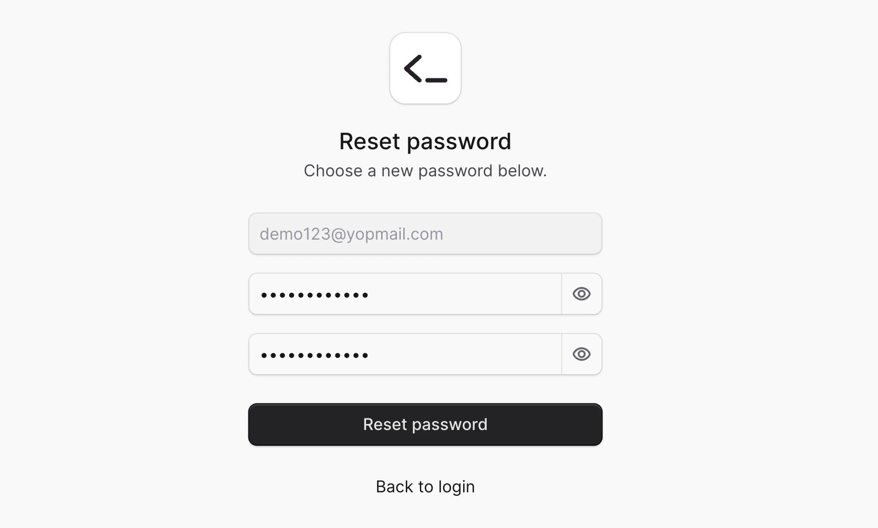 पासवर्ड फॉर्म रीसेट करें