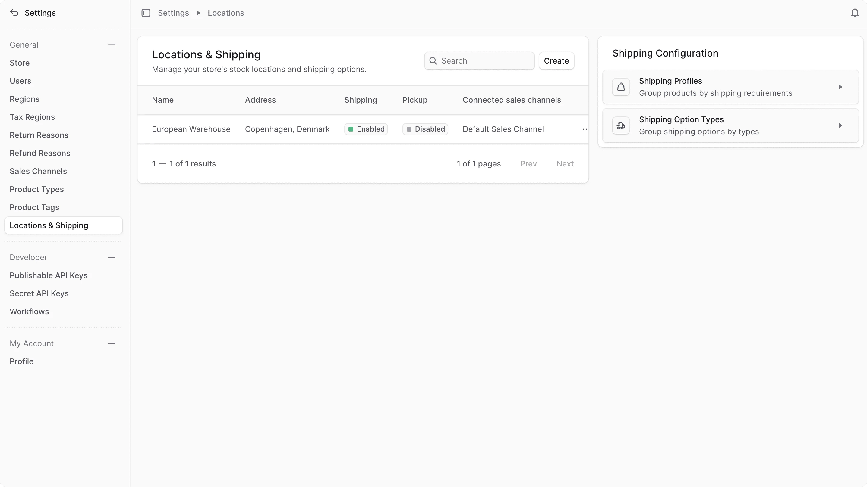स्थान और शिपिंग सेटिंग्स