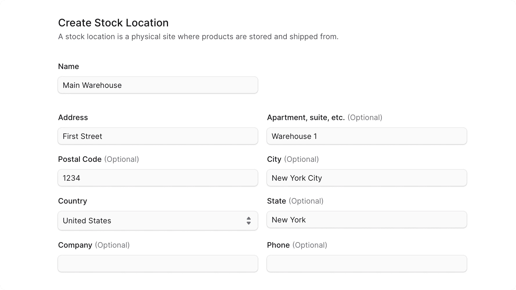 Create location form