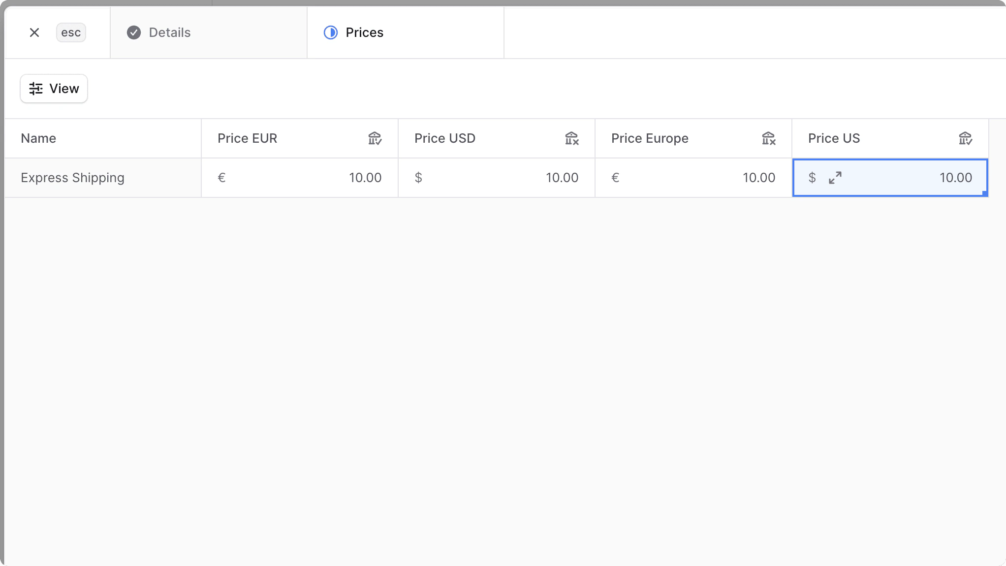 Create shipping option form step 2