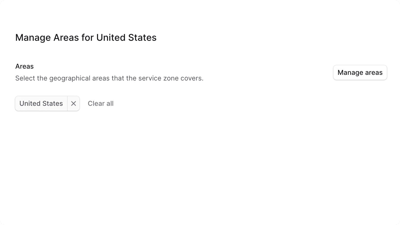 Manage service zone areas