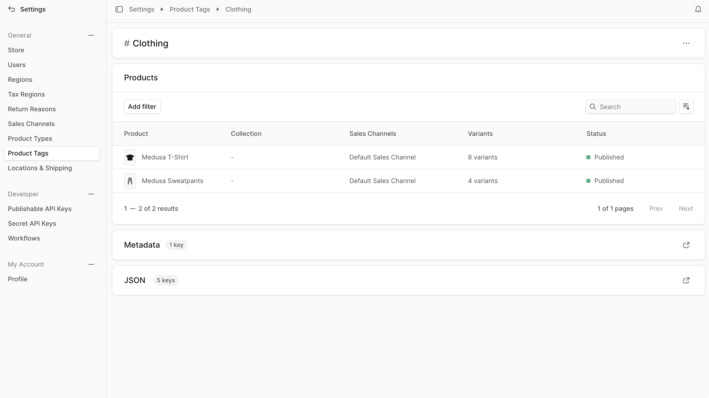 उत्पाद टैग विवरण