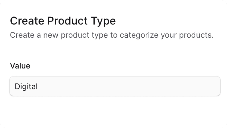 उत्पाद प्रकार फॉर्म बनाएं
