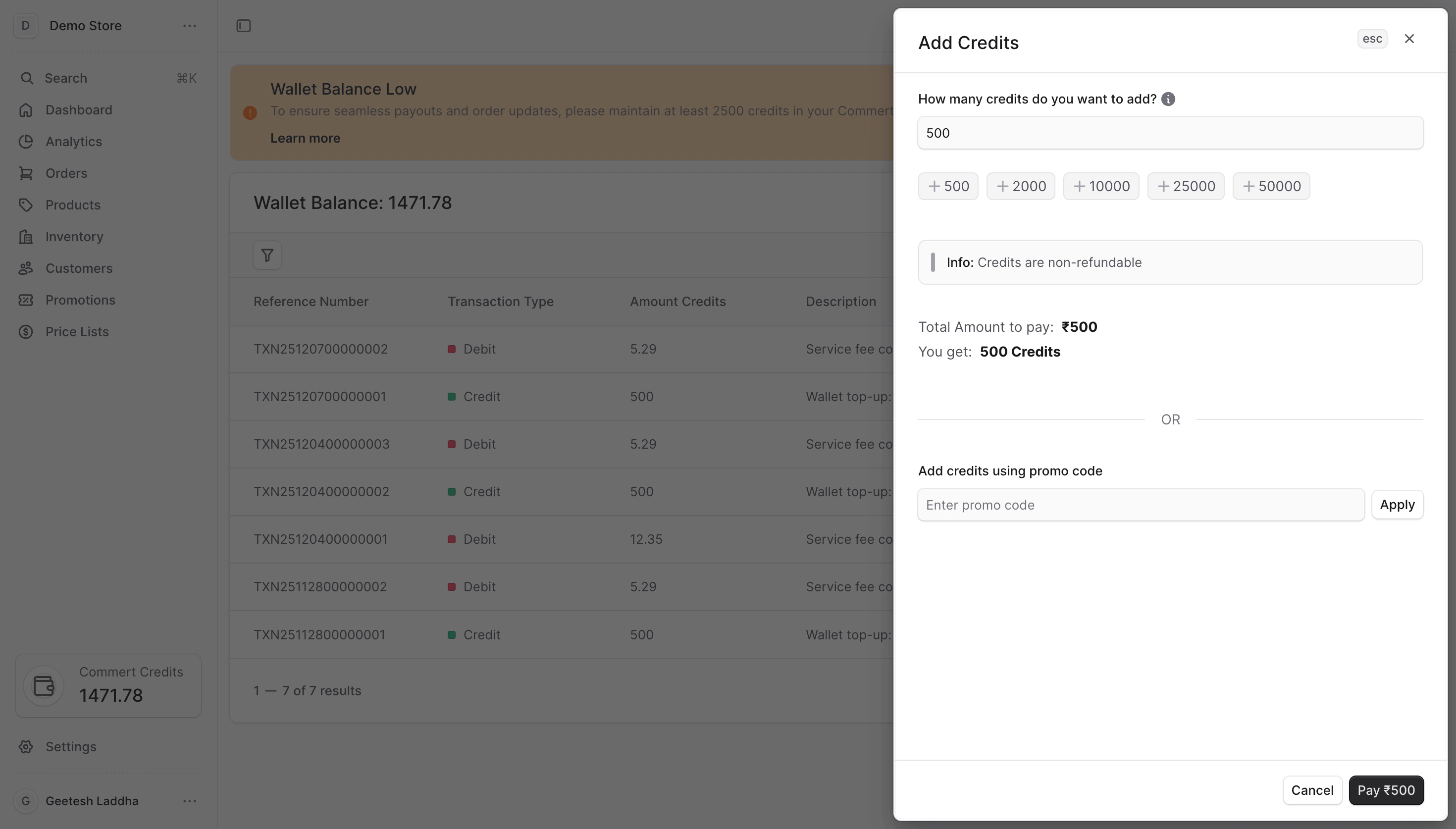 क्रेडिट ड्रॉअर जोड़ें