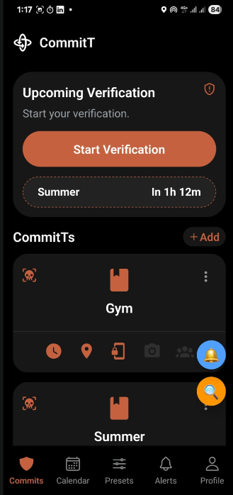 Dashboard with new Commitment