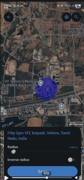 Map focused after search selection